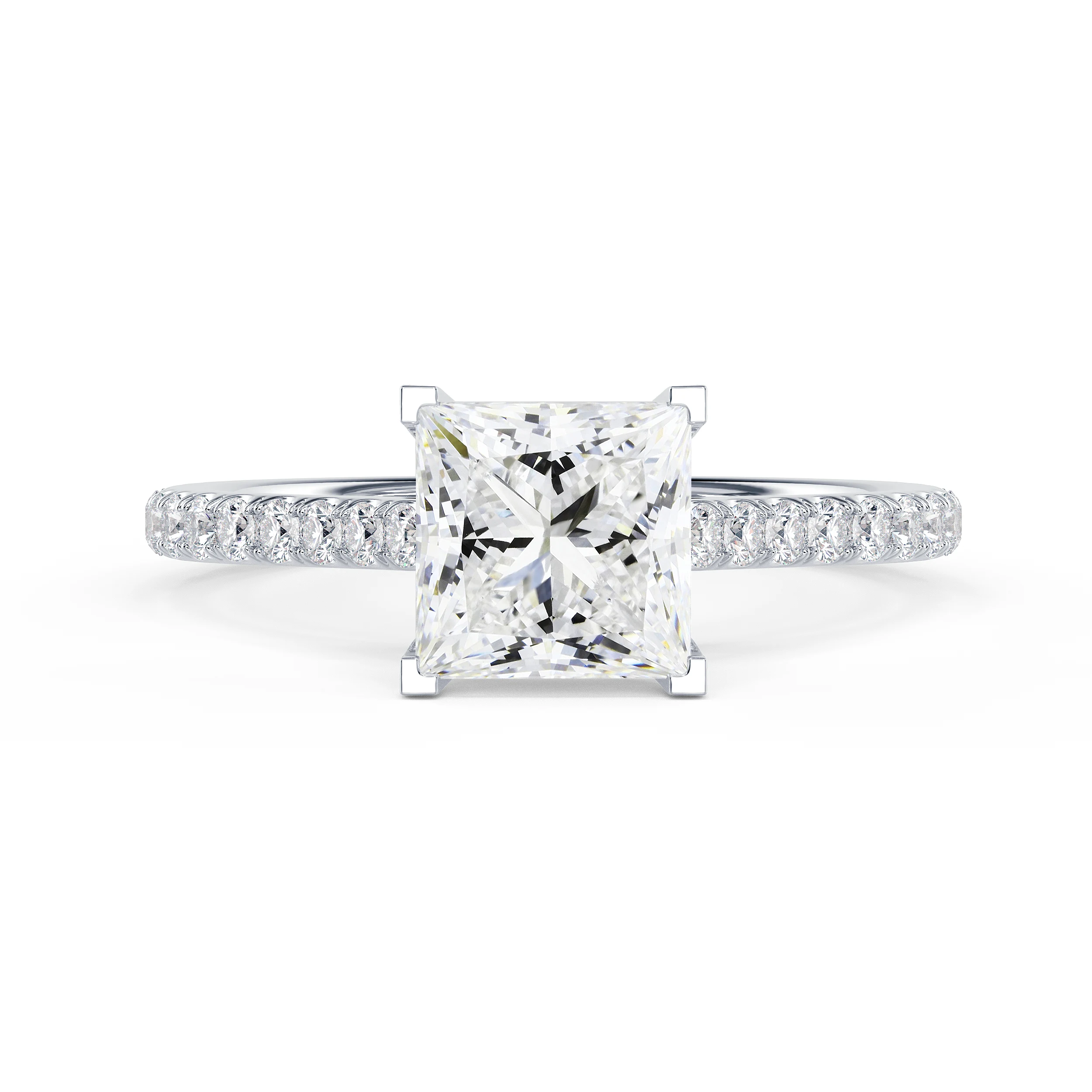 White Gold Princess Cathedral Pavé Setting featuring Diamonds (Main View)