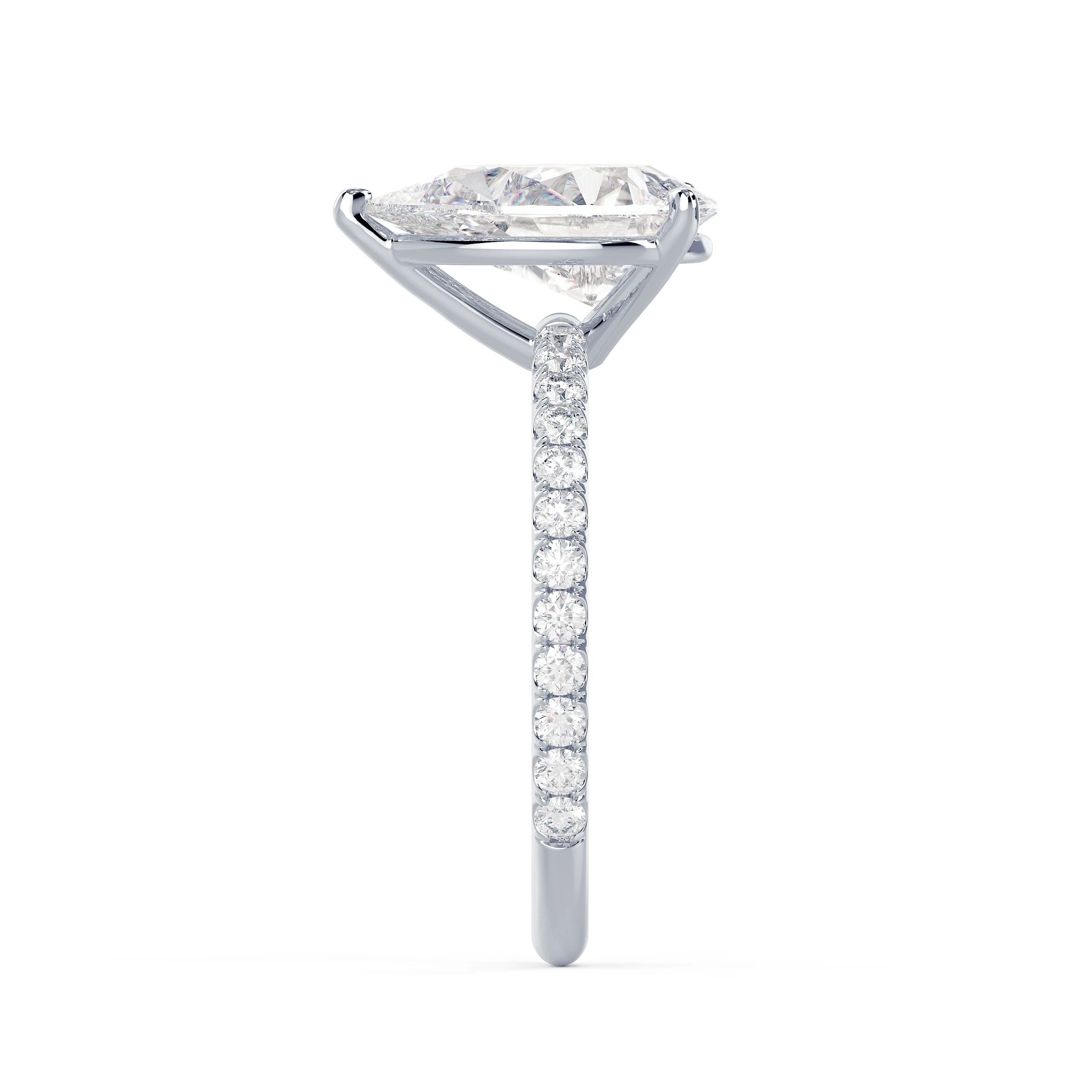 White Gold Pear Petite Pavé Setting featuring Lab Diamonds (Side View)