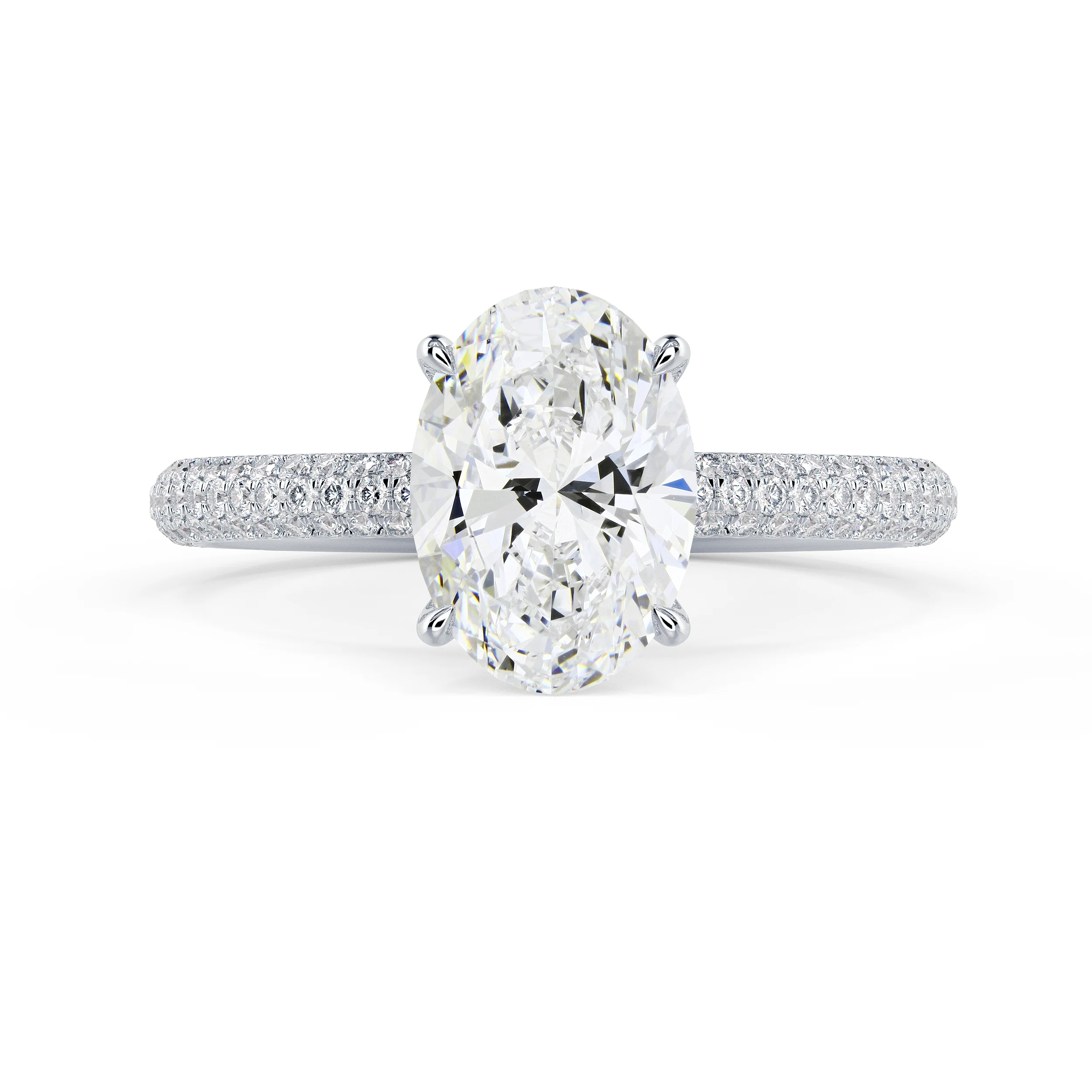 Diamonds Three Sided Pavé Diamond Engagement Ring in White Gold (Main View)
