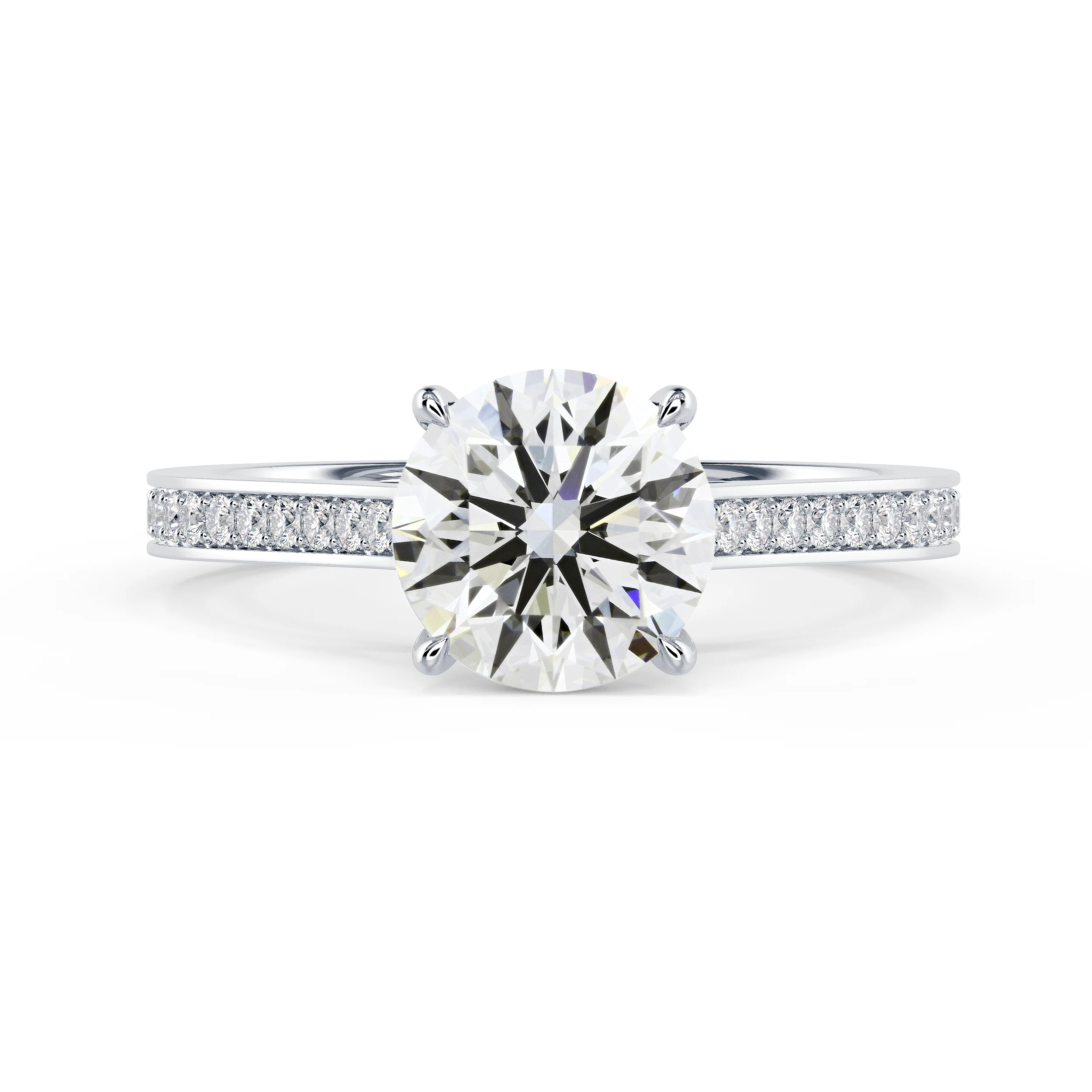 Lab Created Diamonds set in White Gold Channel Diamond Engagement Ring (Main View)