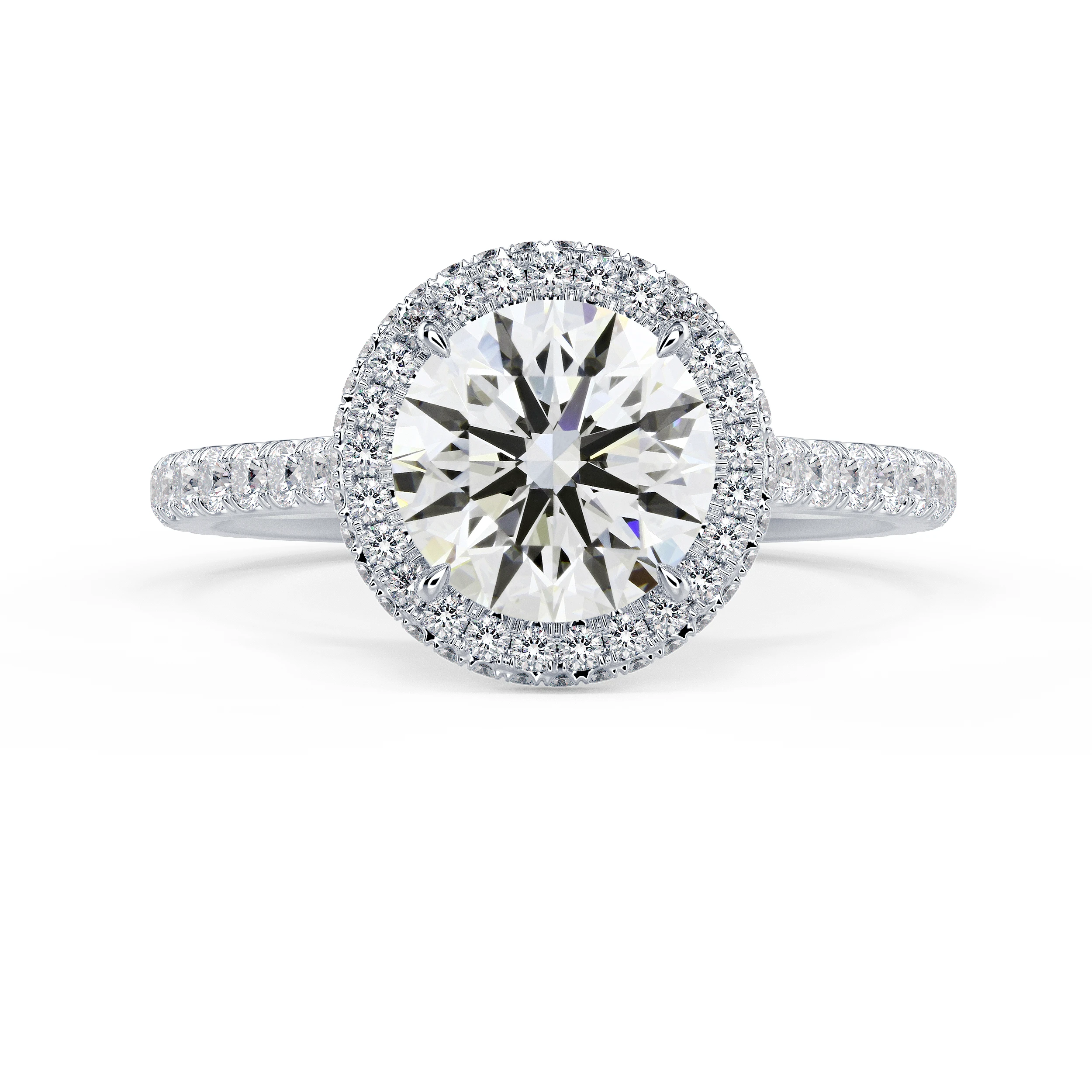 White Gold Double Sided Halo Diamond Engagement Ring featuring Exceptional Quality Diamonds (Main View)