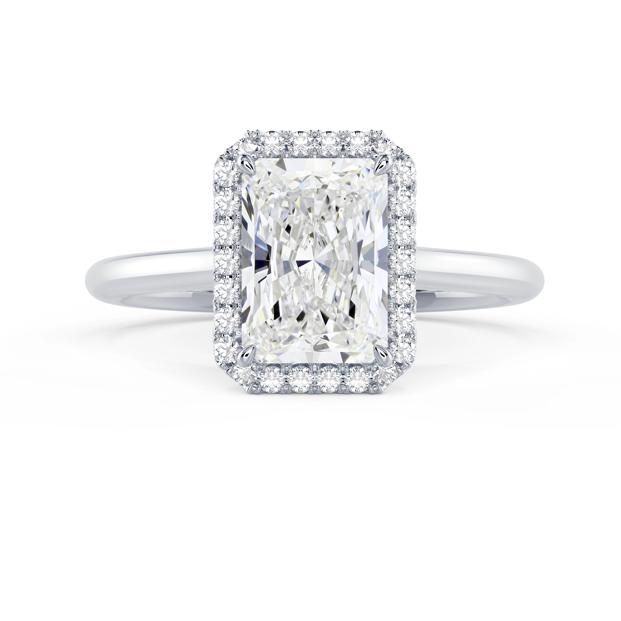 Diamonds Radiant Single Halo Diamond Engagement Ring in White Gold (Main View)