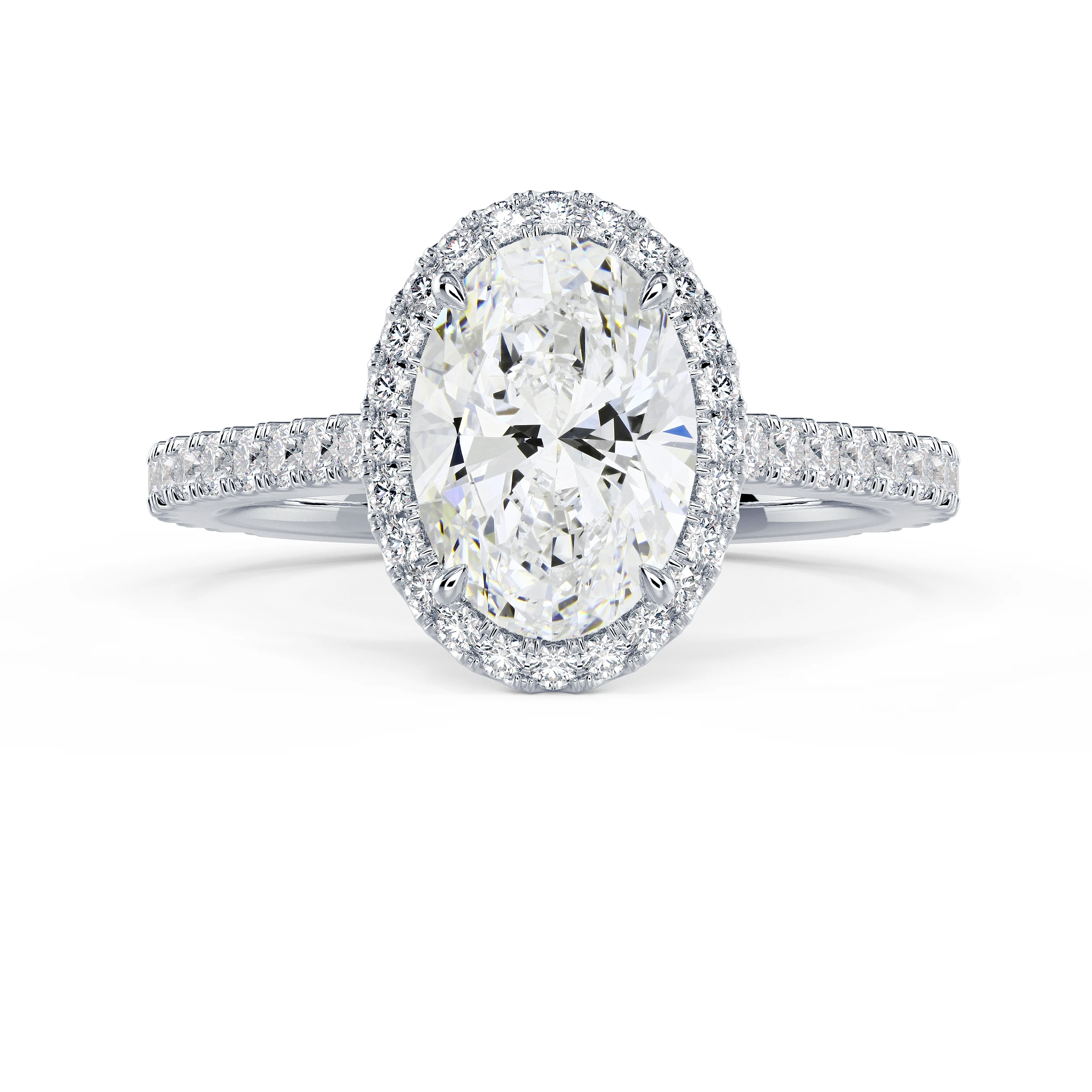 Hand Selected Diamonds Oval Halo Pavé Diamond Engagement Ring in White Gold (Main View)