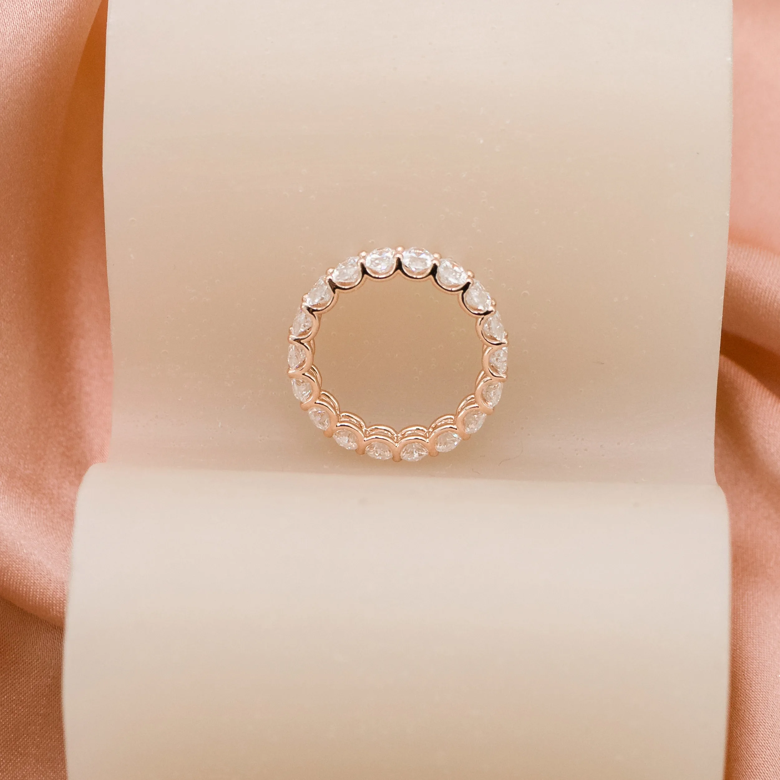 3.8 ct Lab Diamonds 3.8ctw Oval Diamond French U Eternity Band in 14k Rose Gold in 14k Rose Gold (Profile View)