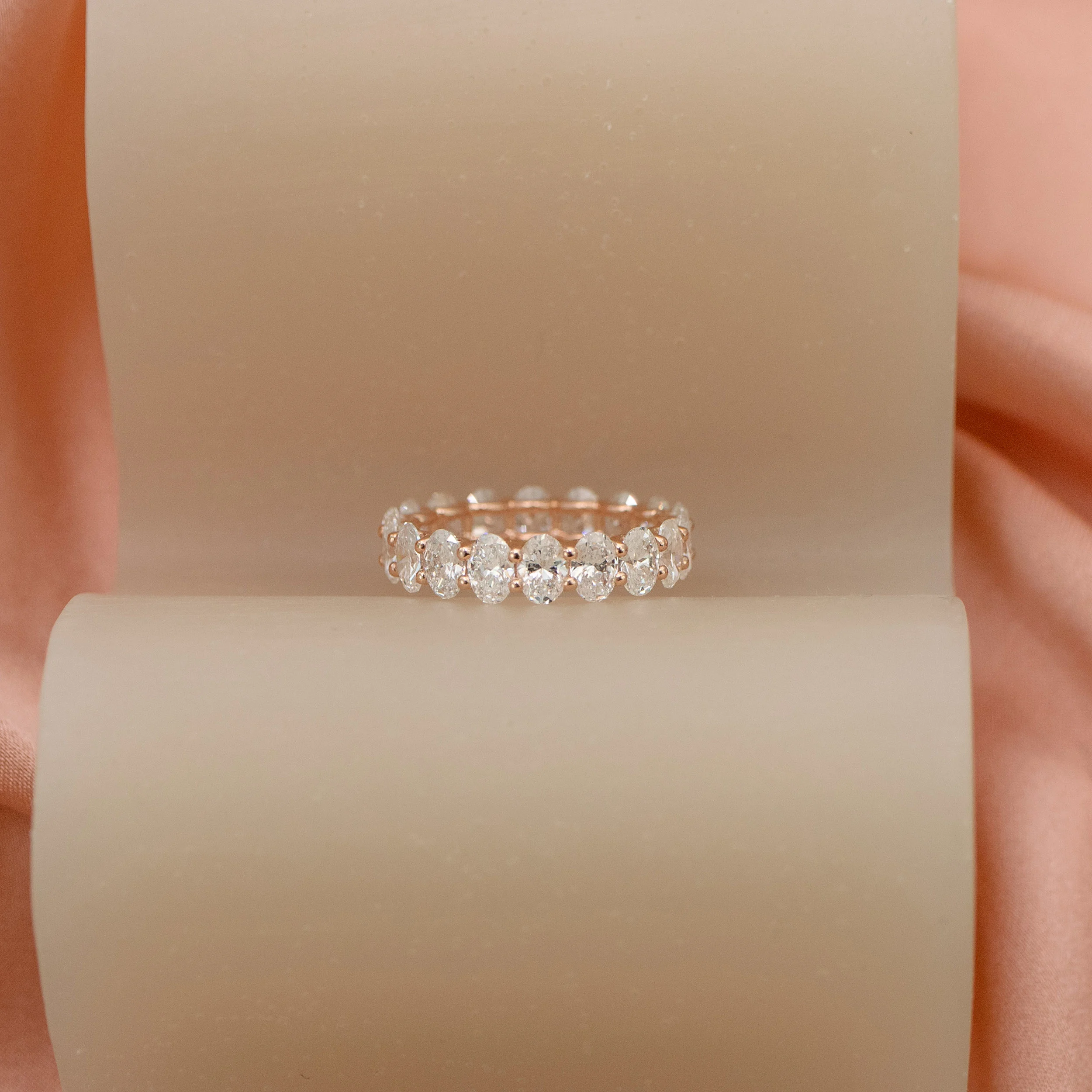3.8 ctw Lab Diamonds set in 14kt Rose Gold Oval French U Eternity Band (Main View)