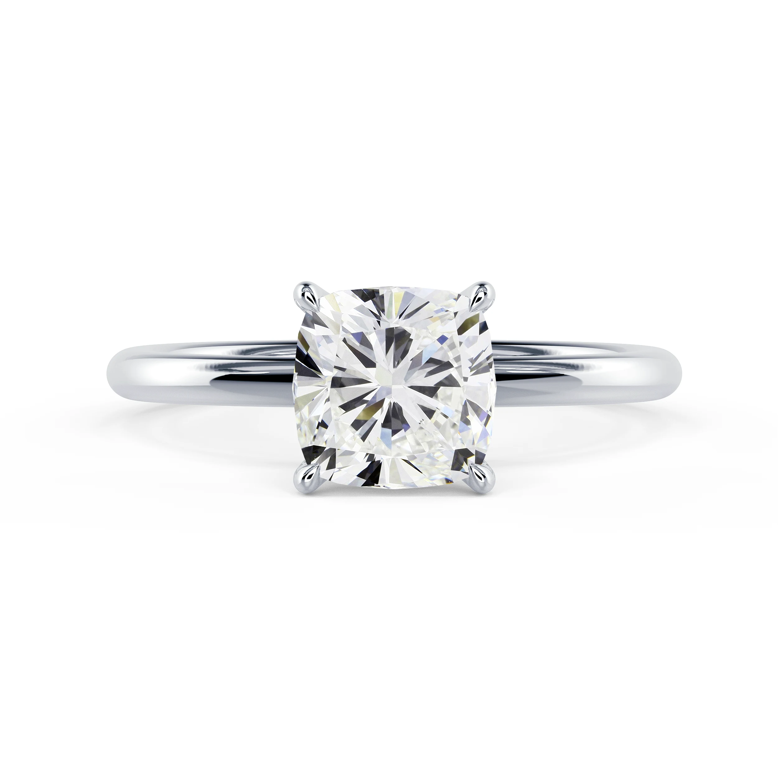 Lab Diamonds Cushion Petite Four Prong Solitaire in White Gold (Main View)