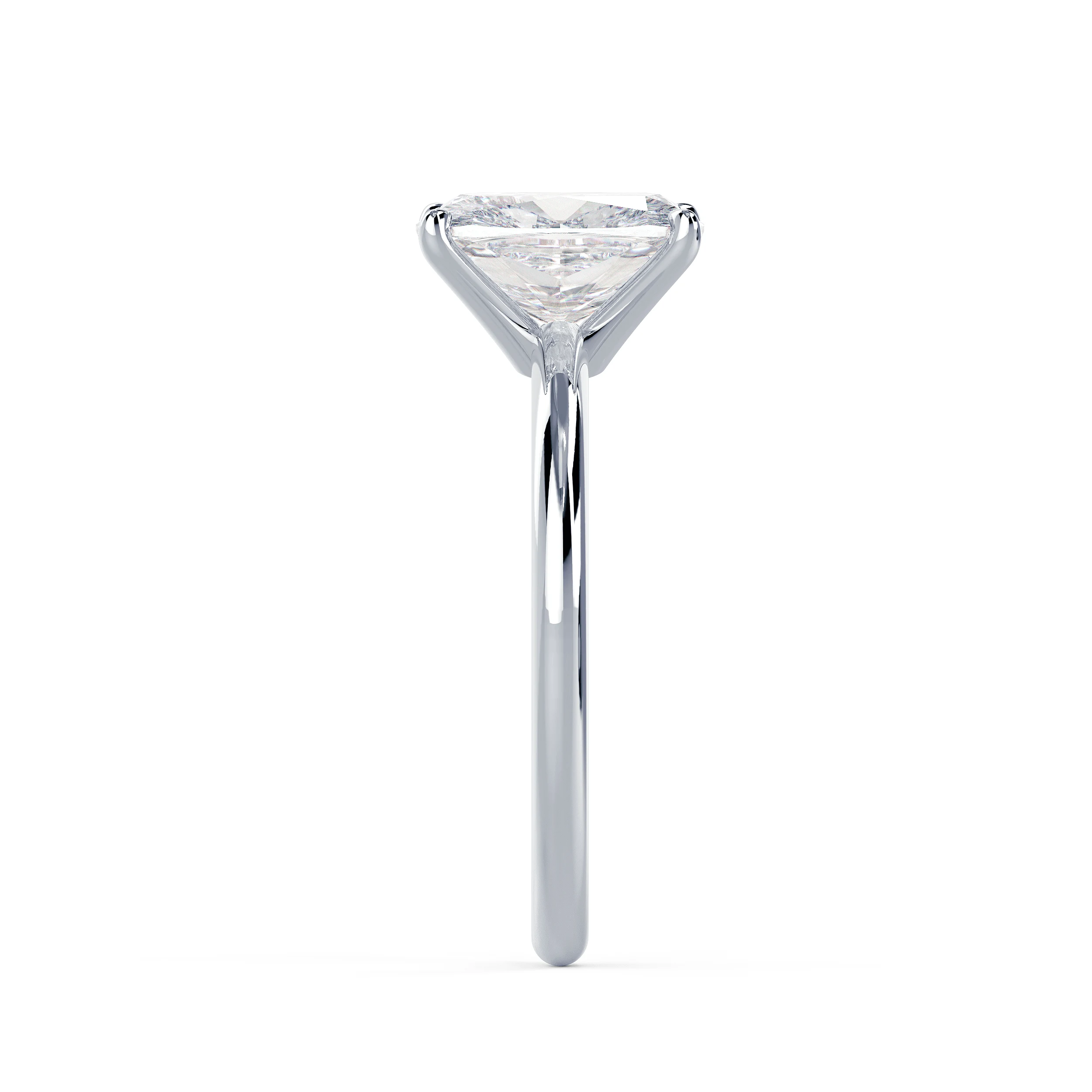Diamonds Cushion Classic Four Prong Solitaire in White Gold (Side View)