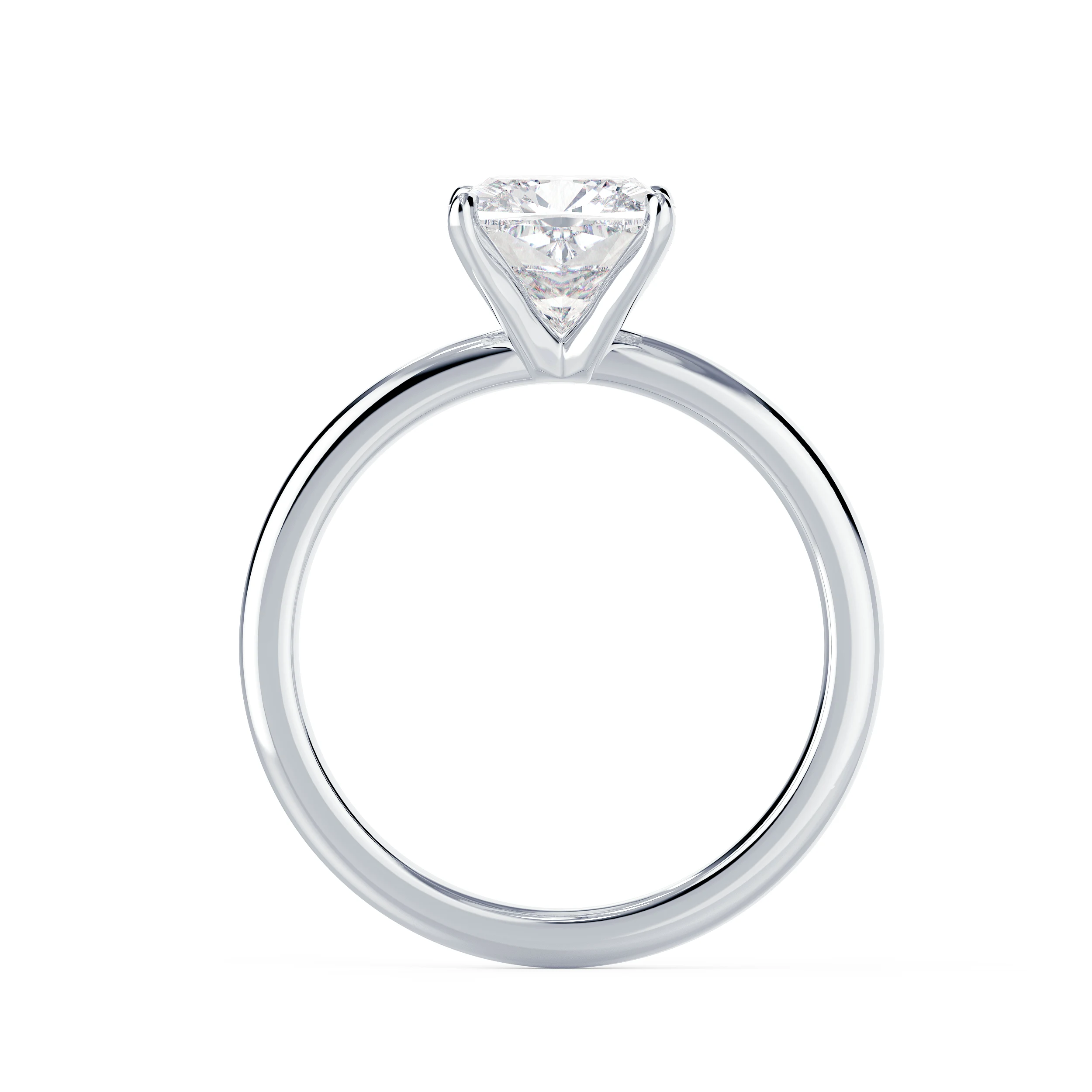Diamonds Cushion Classic Four Prong Solitaire in White Gold (Profile View)