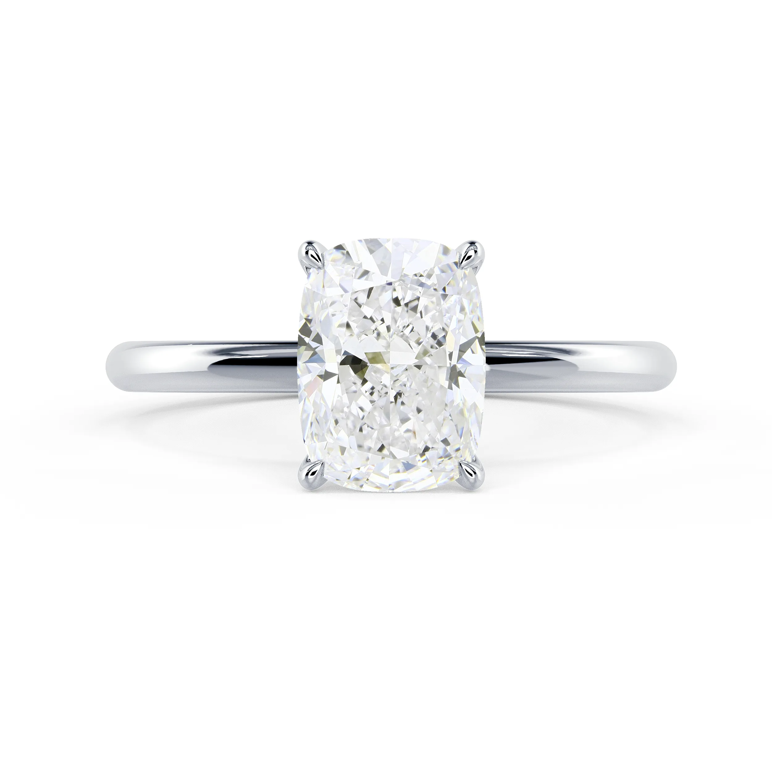 Lab Diamonds set in White Gold Cushion Classic Four Prong Solitaire (Main View)