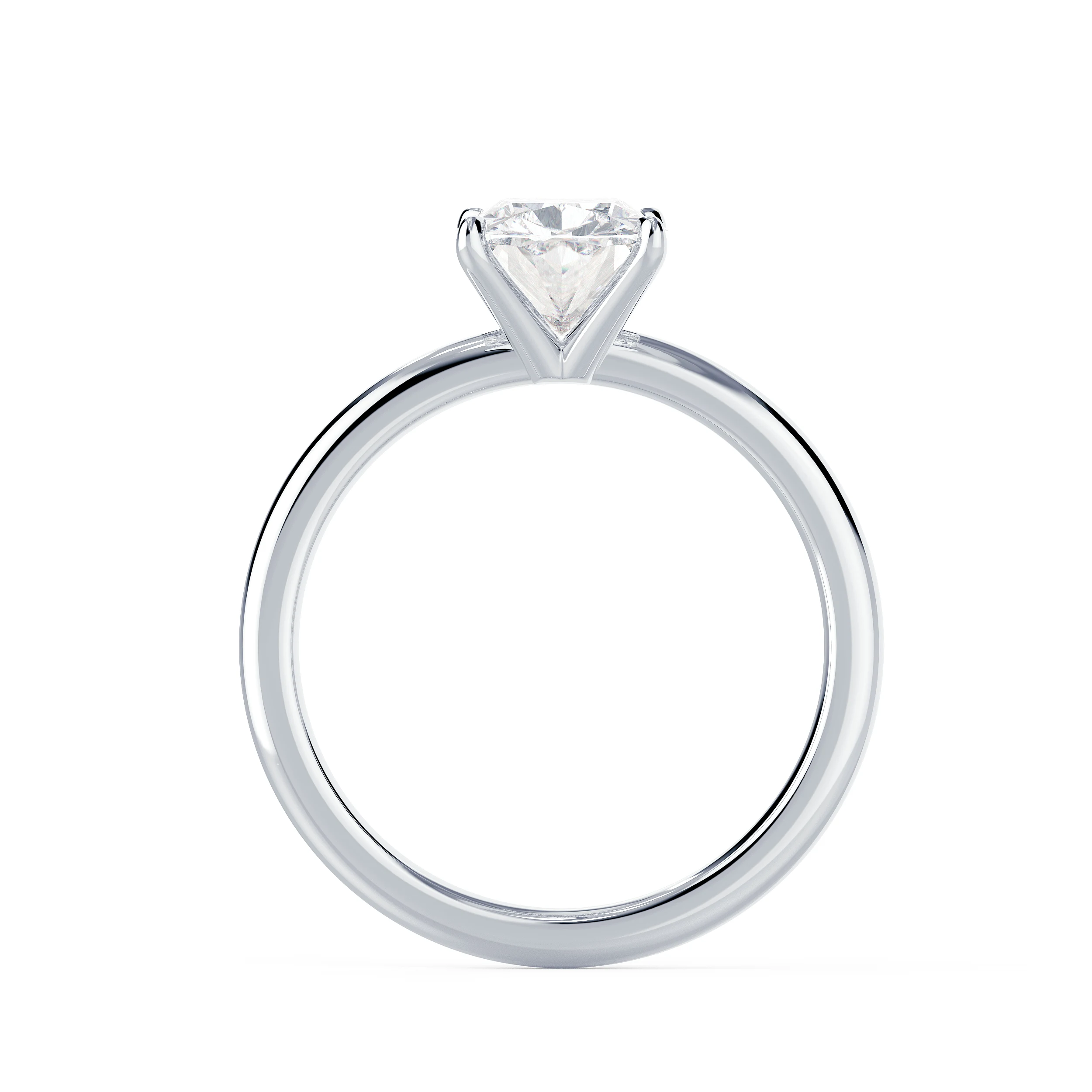 Created Diamonds Cushion Classic Four Prong Solitaire Diamond Engagement Ring in White Gold (Profile View)