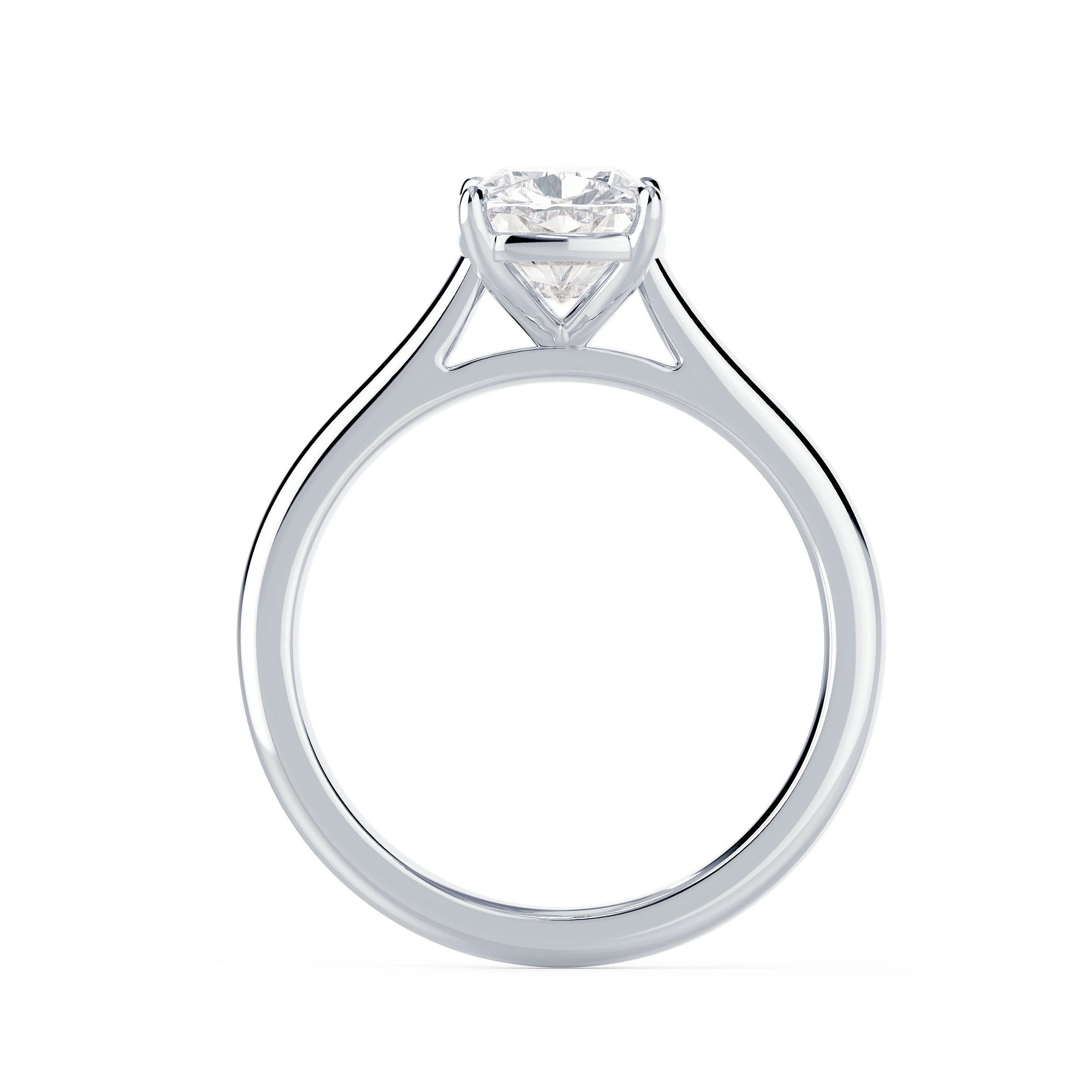 White Gold Cushion Cathedral Solitaire featuring Diamonds (Profile View)