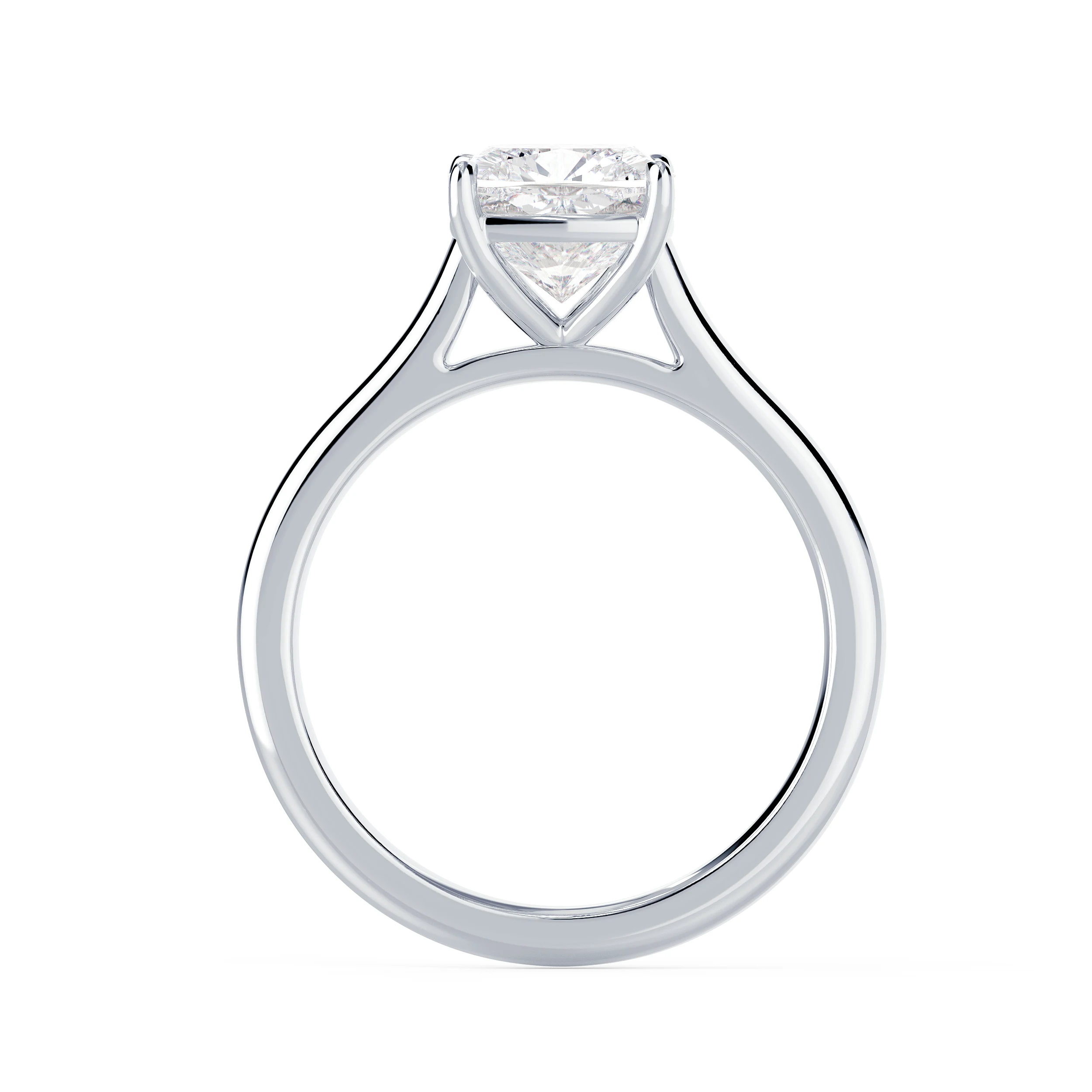 Diamonds Cushion Cathedral Solitaire in White Gold (Profile View)