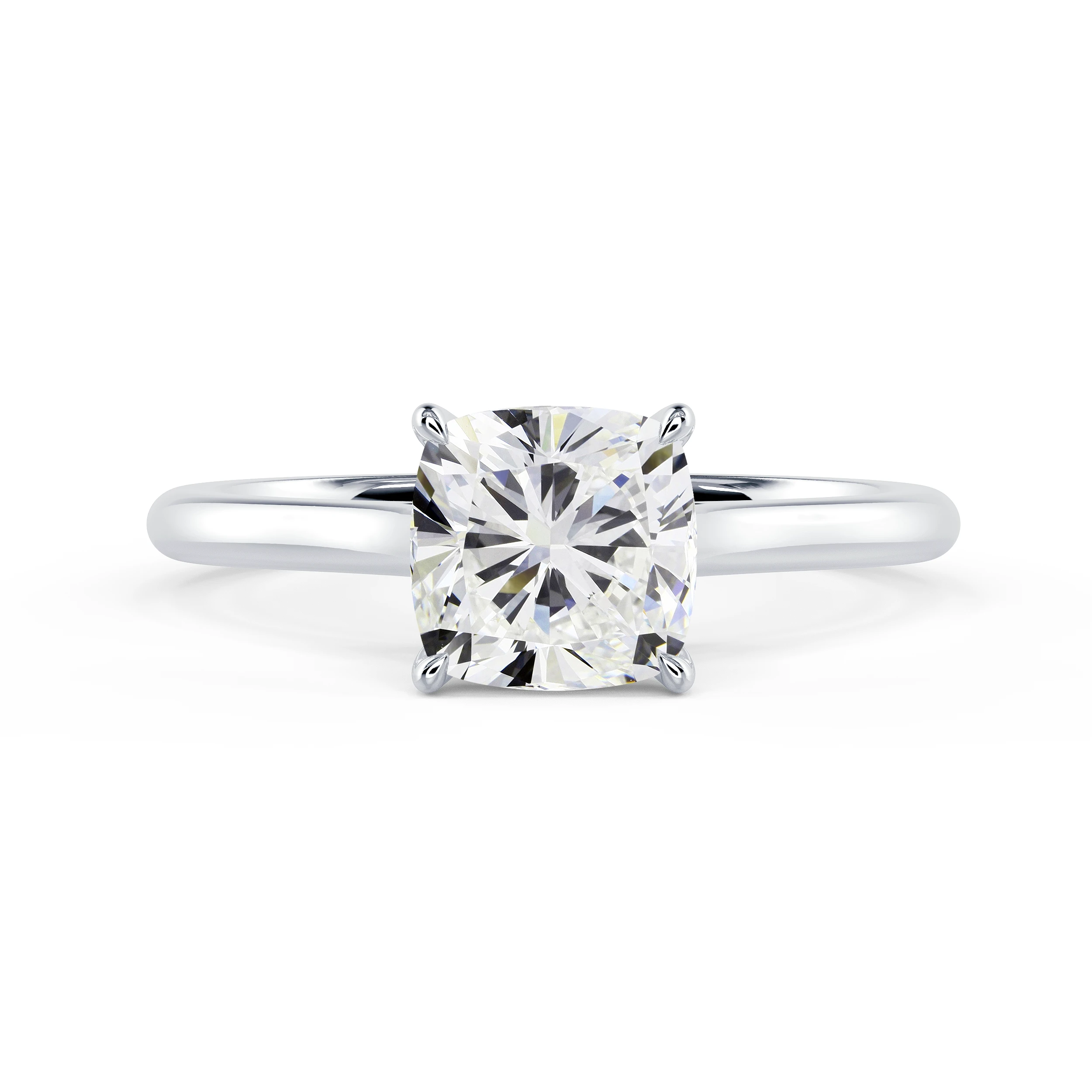 Diamonds Cushion Cathedral Solitaire in White Gold (Main View)