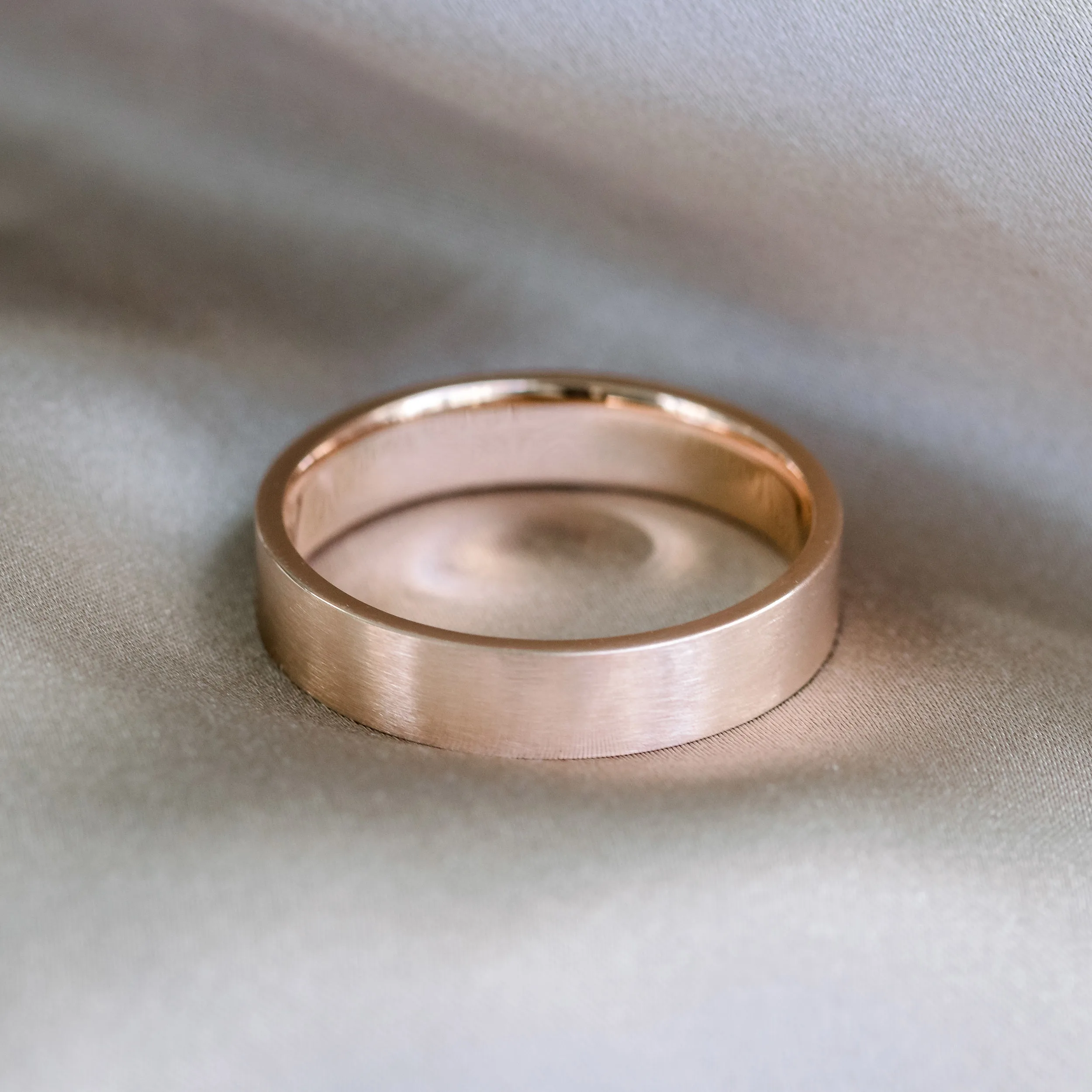 18kt Rose Gold Matte Flat Ring featuring Created Diamonds (Main View)