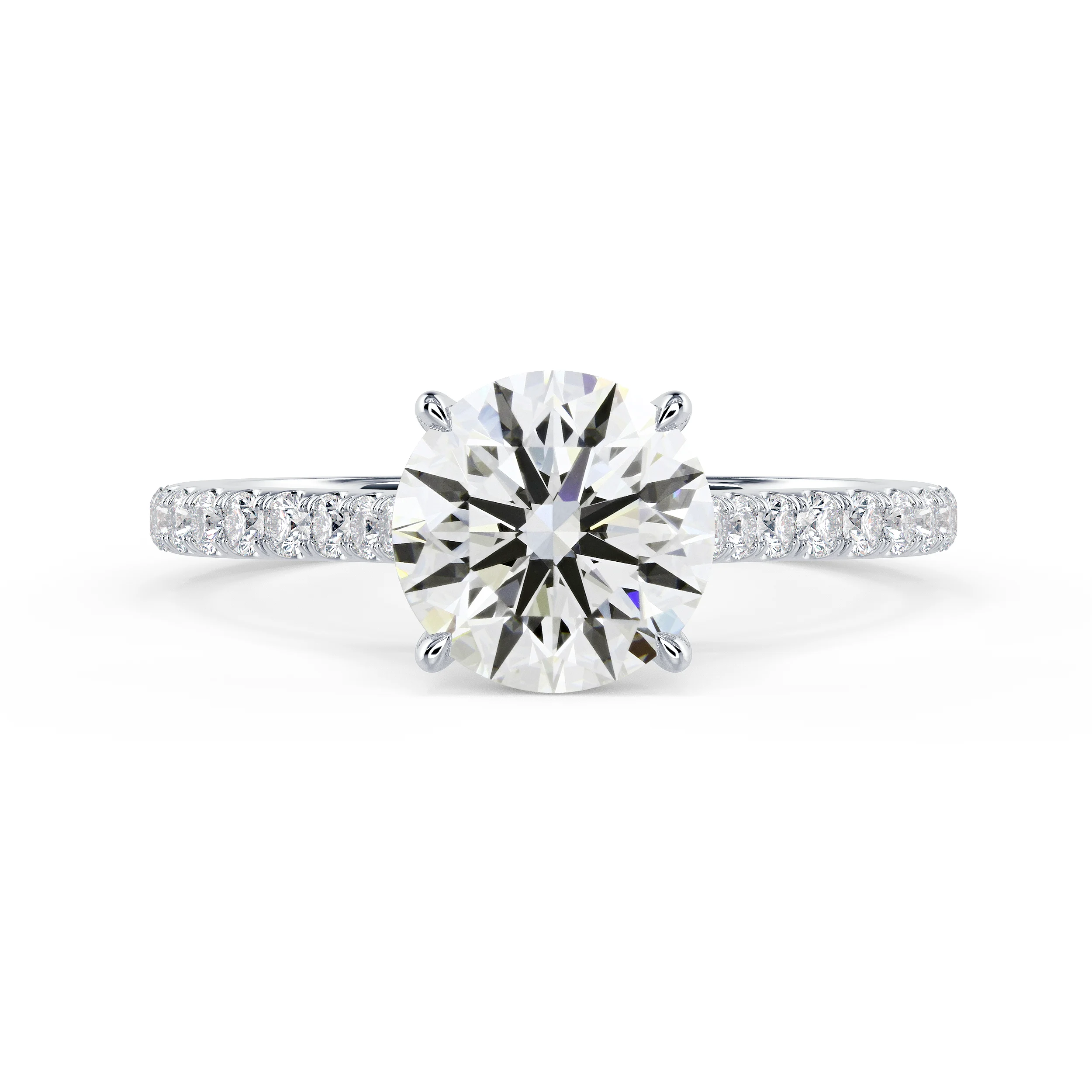 Created Diamonds set in White Gold Round Diamond Cathedral Pave Engagement Ring (Main View)