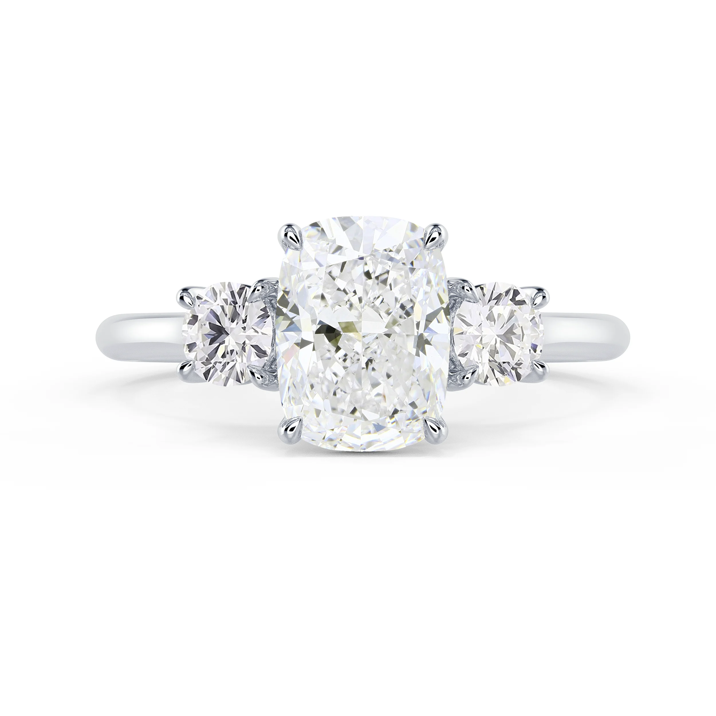 Hand Selected Diamonds Cushion and Round Setting in White Gold (Main View)