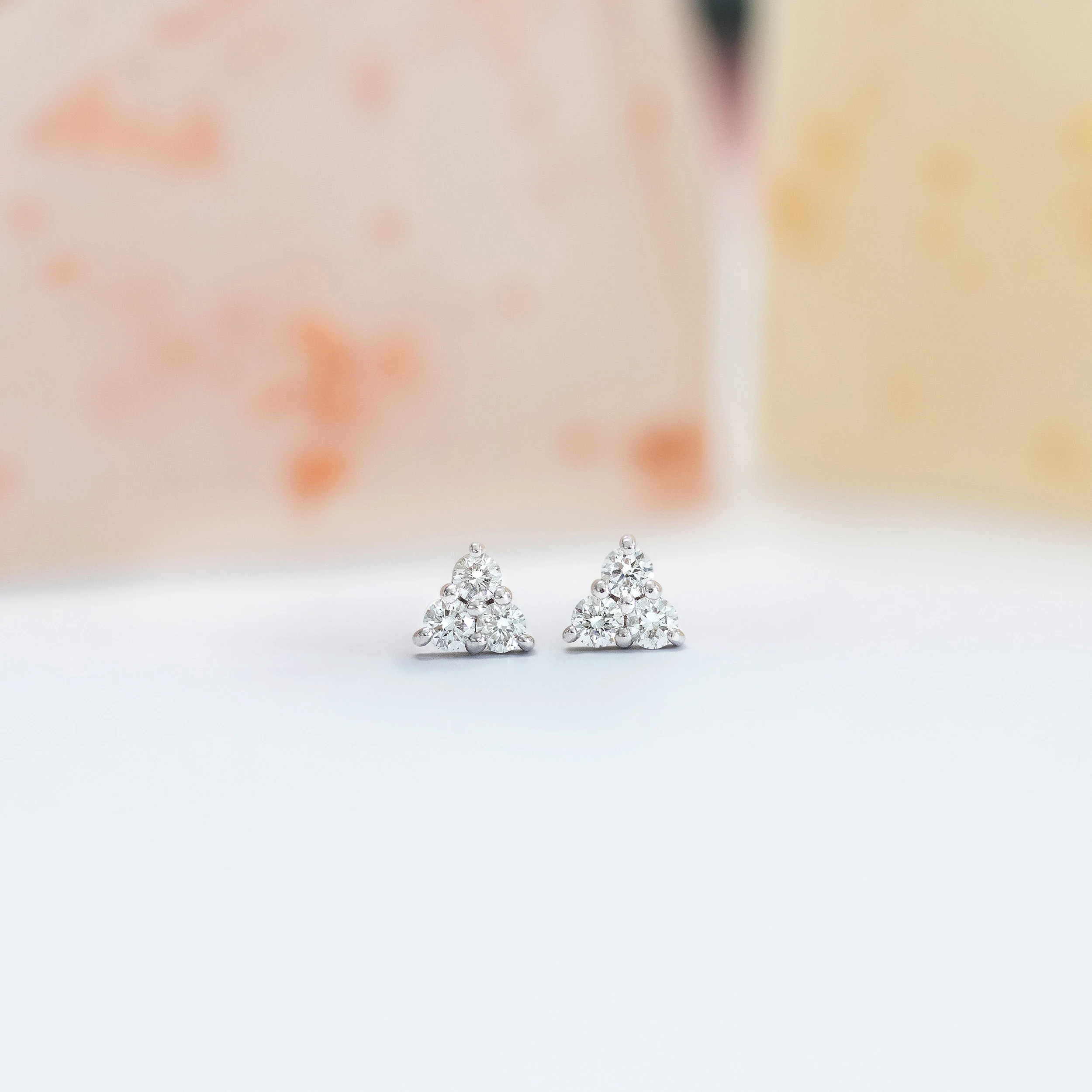 0.18 ct Round Lab Diamonds set in White Gold 0.18ctw Three Stone Diamond Earrings in 14k White Gold (Main View)