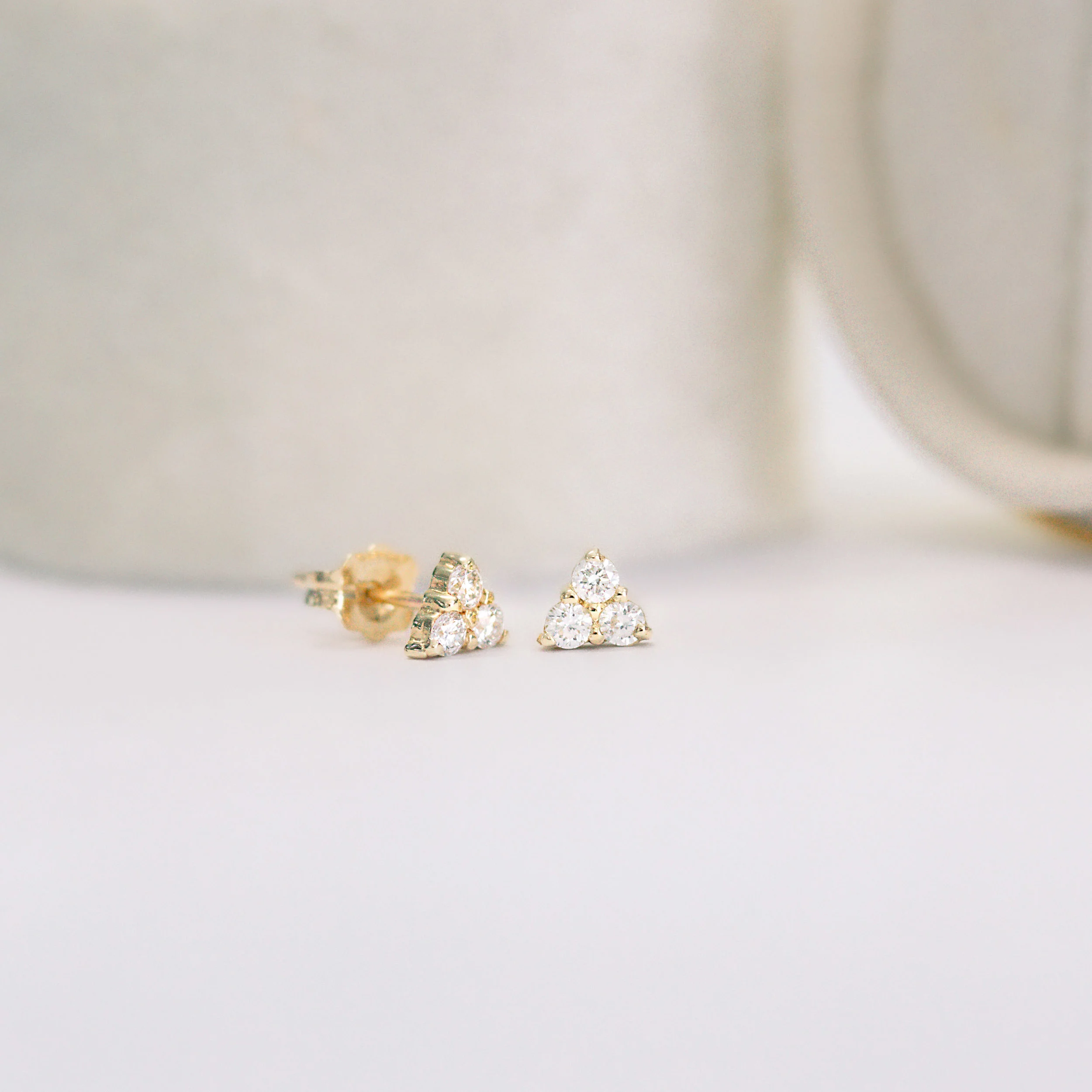 14k Yellow Gold 0.18ctw Three Stone Diamond Earrings in 14k Yellow Gold featuring 0.18 ct Round Lab Diamonds (Main View)