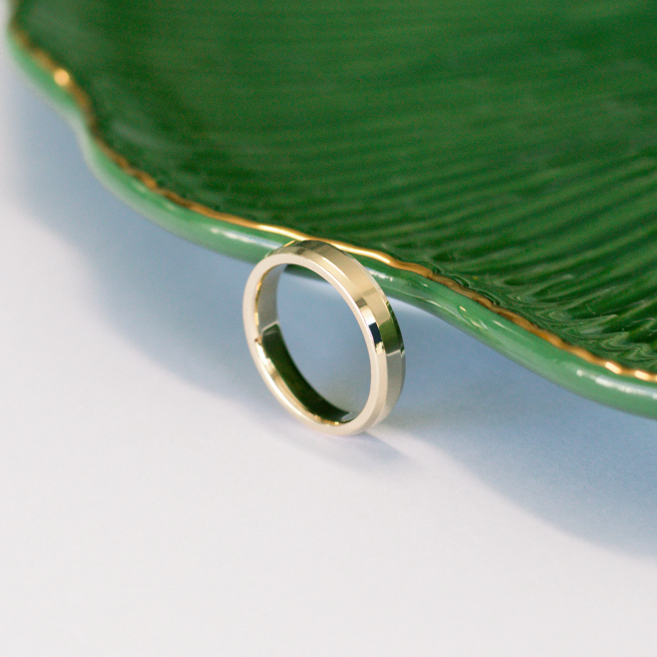 14k Yellow Gold 4mm Matte Rounded Beveled Ring in 14k Yellow Gold featuring Diamonds (Main View)