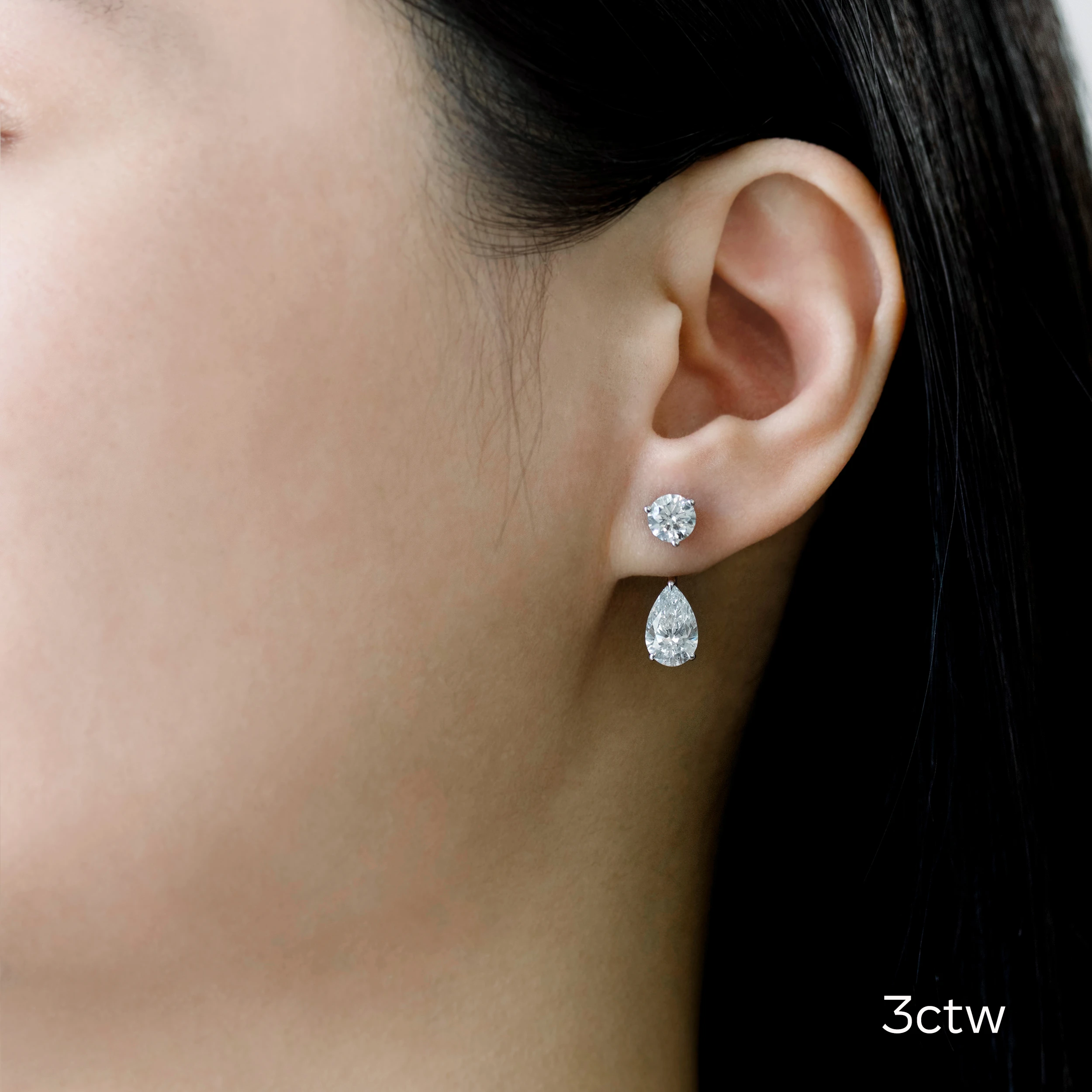 3.0 Carat Lab Created Diamonds 3ctw Pear Cut Diamond Drop Earring Jackets in 14k White Gold in 14k White Gold (Main View)
