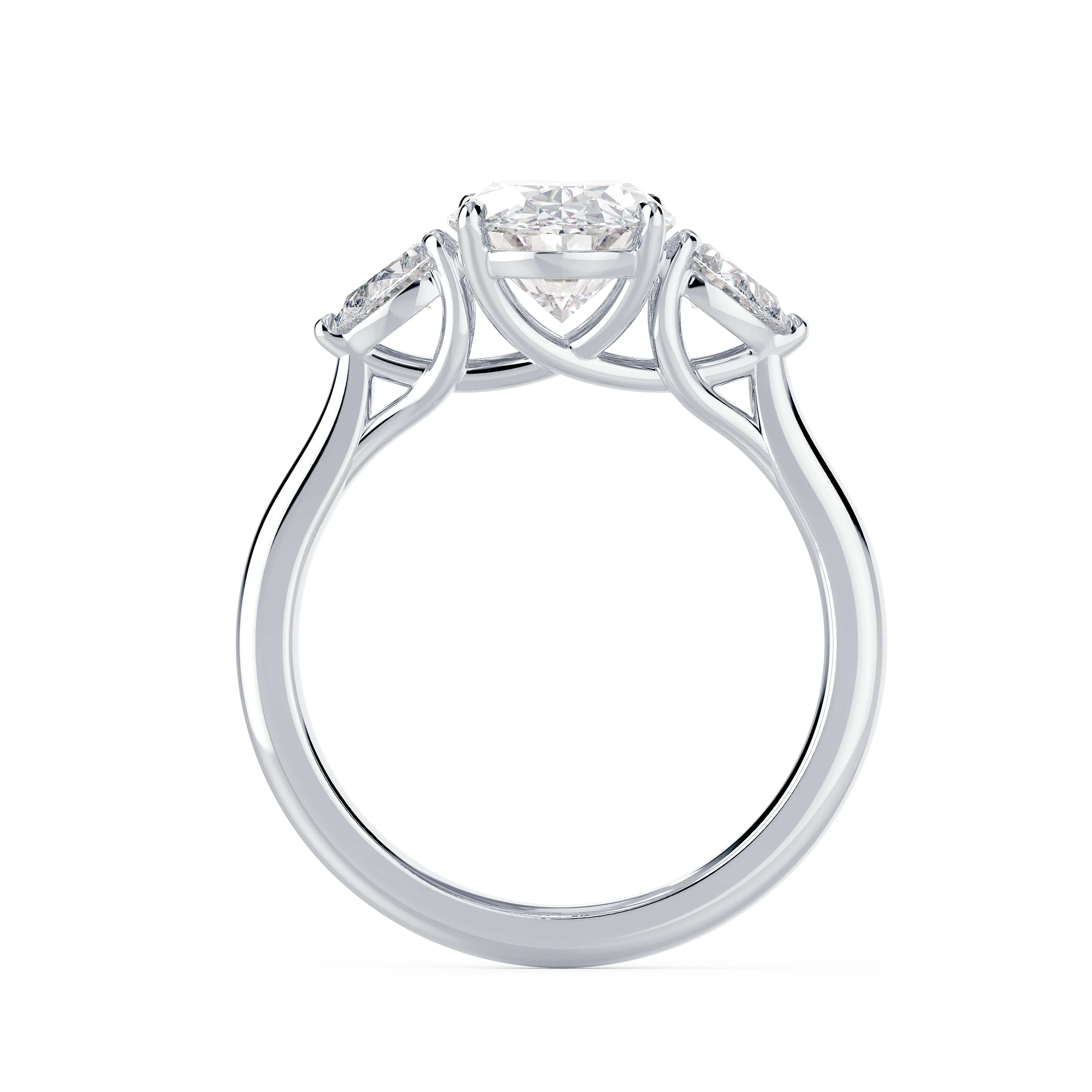 Lab Diamonds Oval and Pear Setting in White Gold (Profile View)