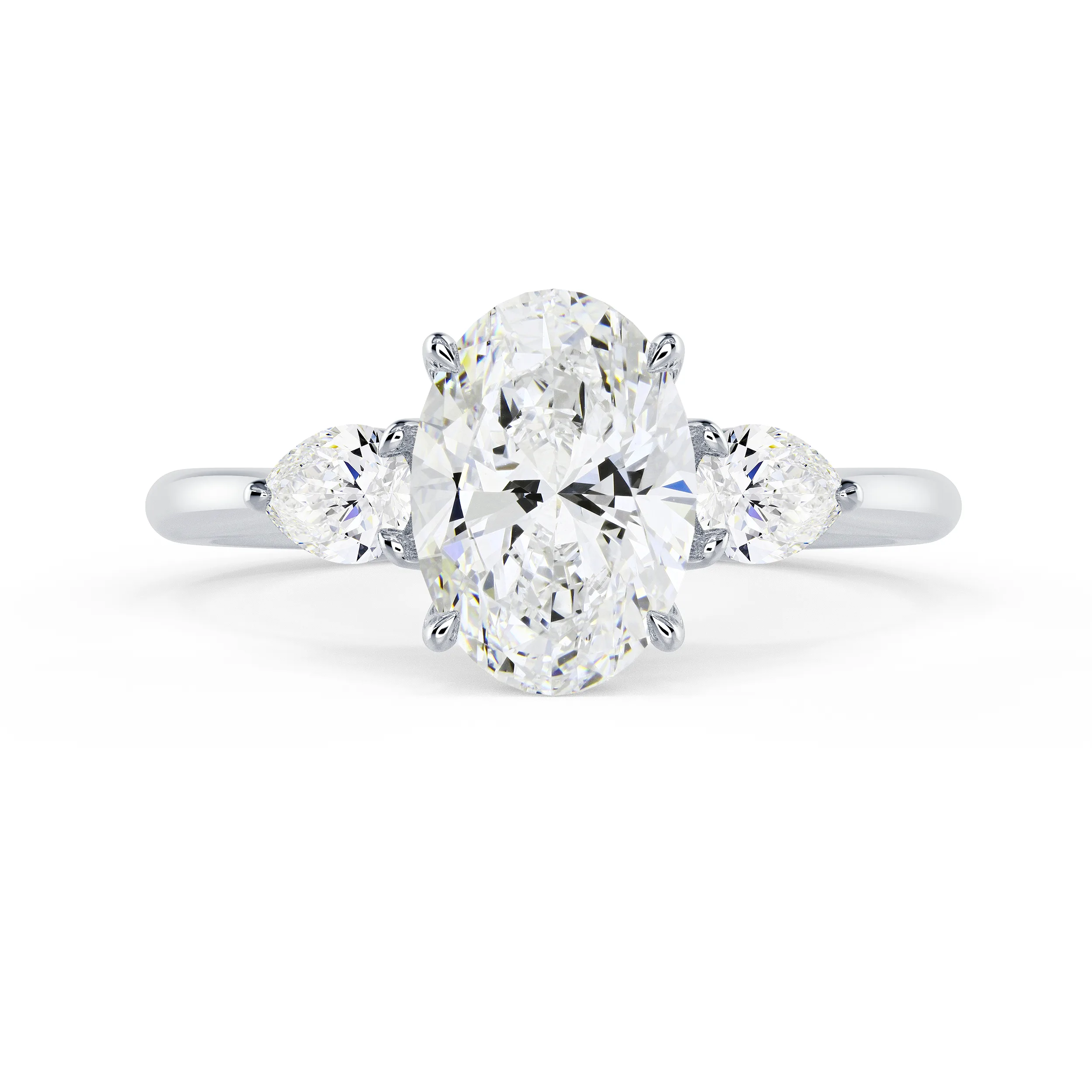 High Quality Lab Diamonds Oval and Pear Diamond Engagement Ring in White Gold (Main View)