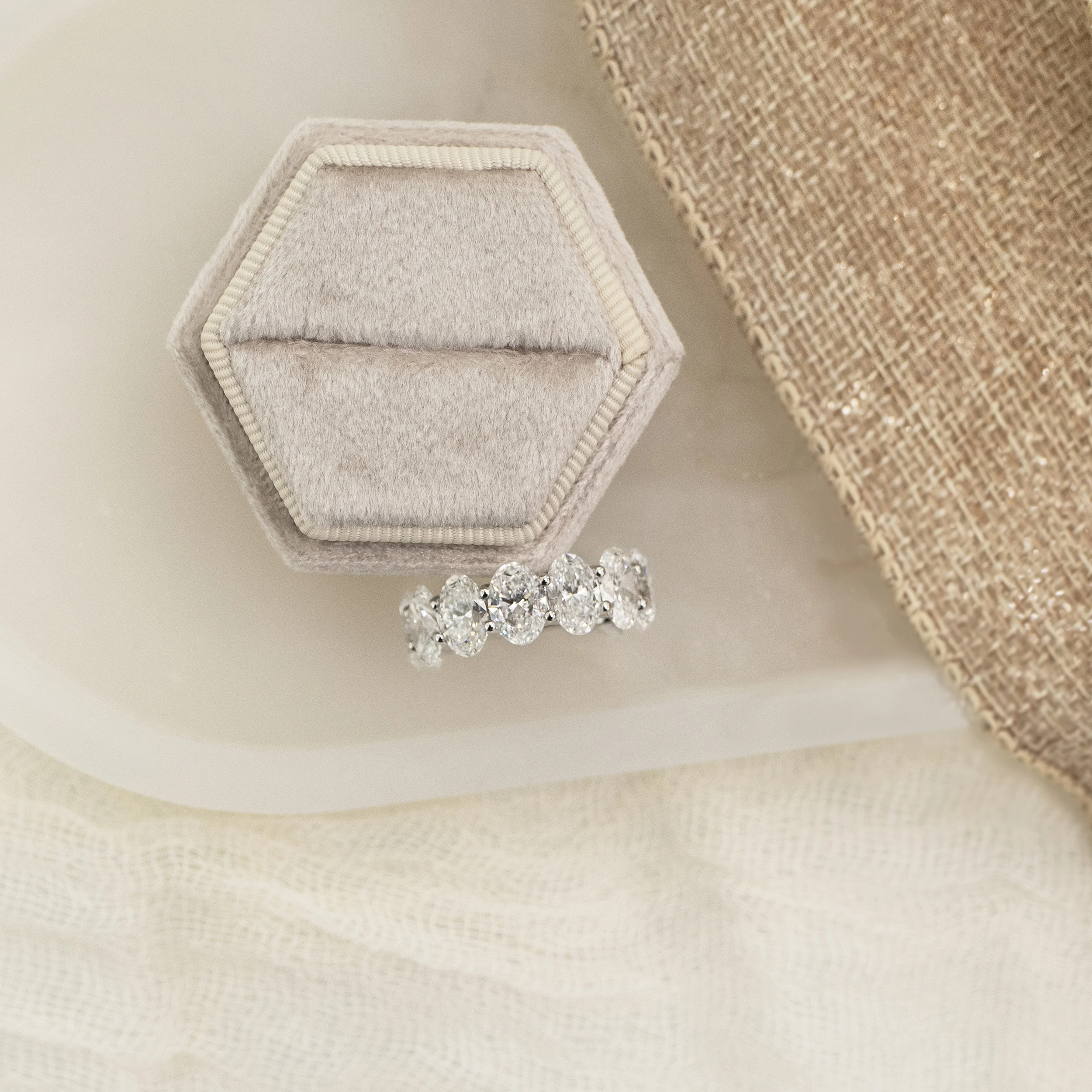 7.0 ct Lab Diamonds set in Platinum Oval French U Seven Stone in Platinum 7ctw (Main View)