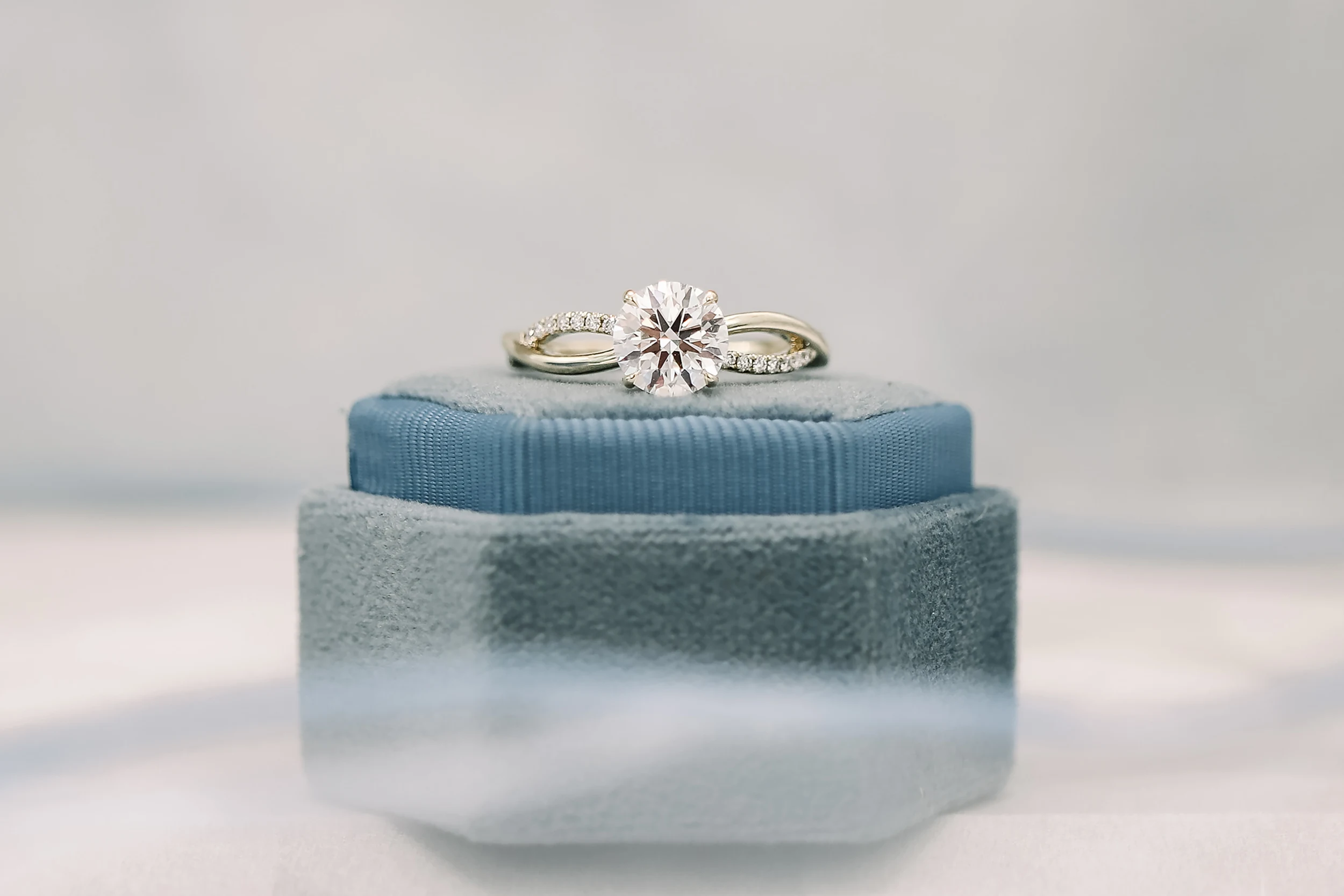 1.5 Carat Lab Diamonds set in Rose Gold Infinity Twist Diamond Engagement Ring (Main View)