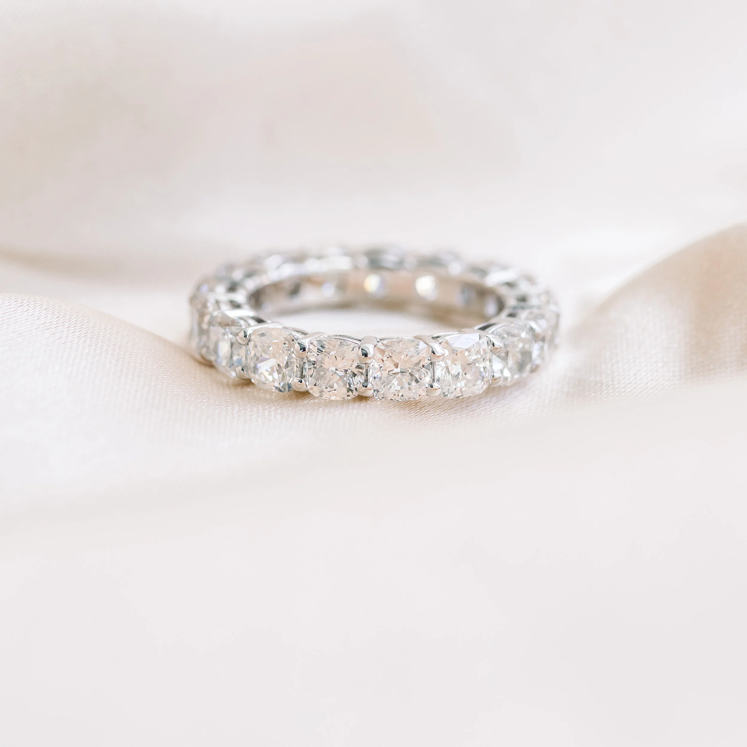 7.0 Carat Diamonds Cushion Eternity Band in 18k White Gold 7ctw in 18k White Gold (Main View)