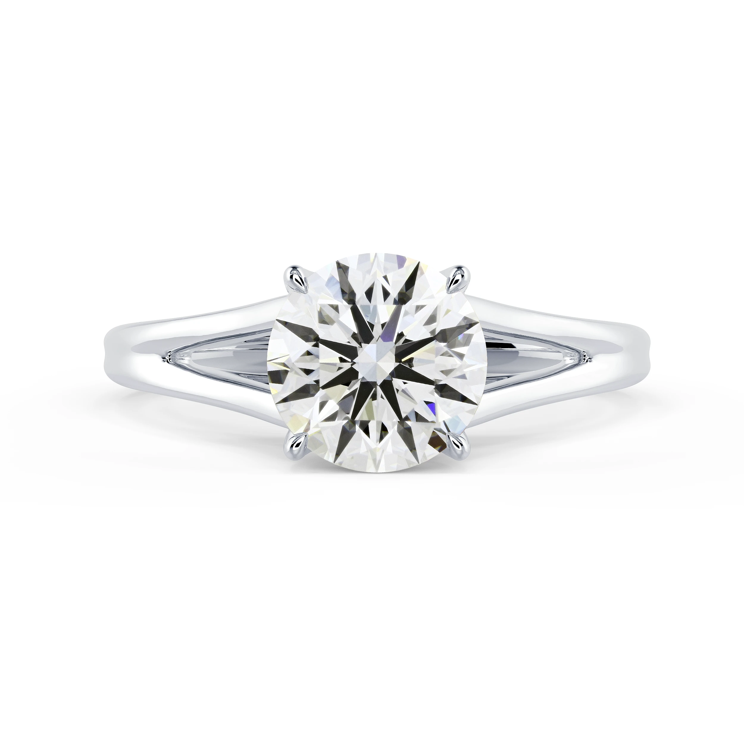 Lab Diamonds set in White Gold Split Shank Solitaire Diamond Engagement Ring (Main View)