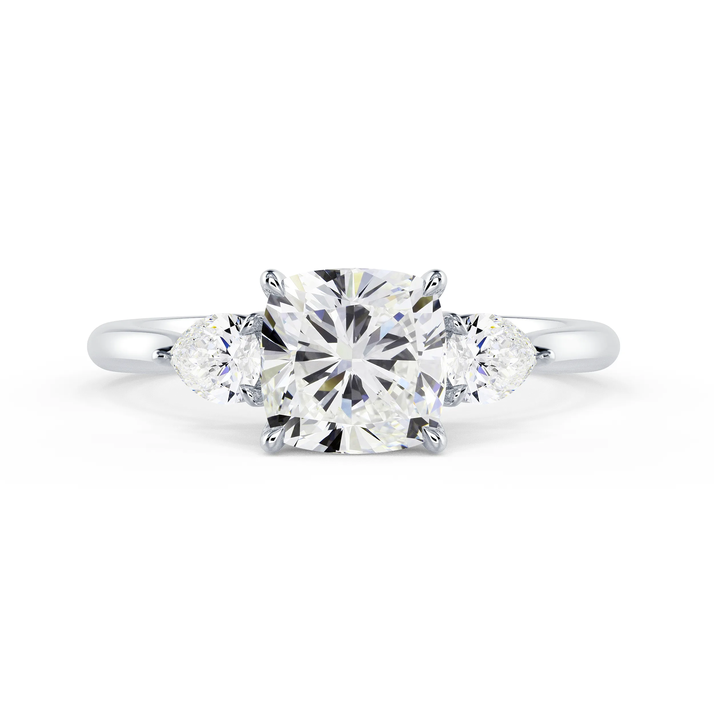Lab Diamonds Cushion and Pear Diamond Engagement Ring in White Gold (Main View)