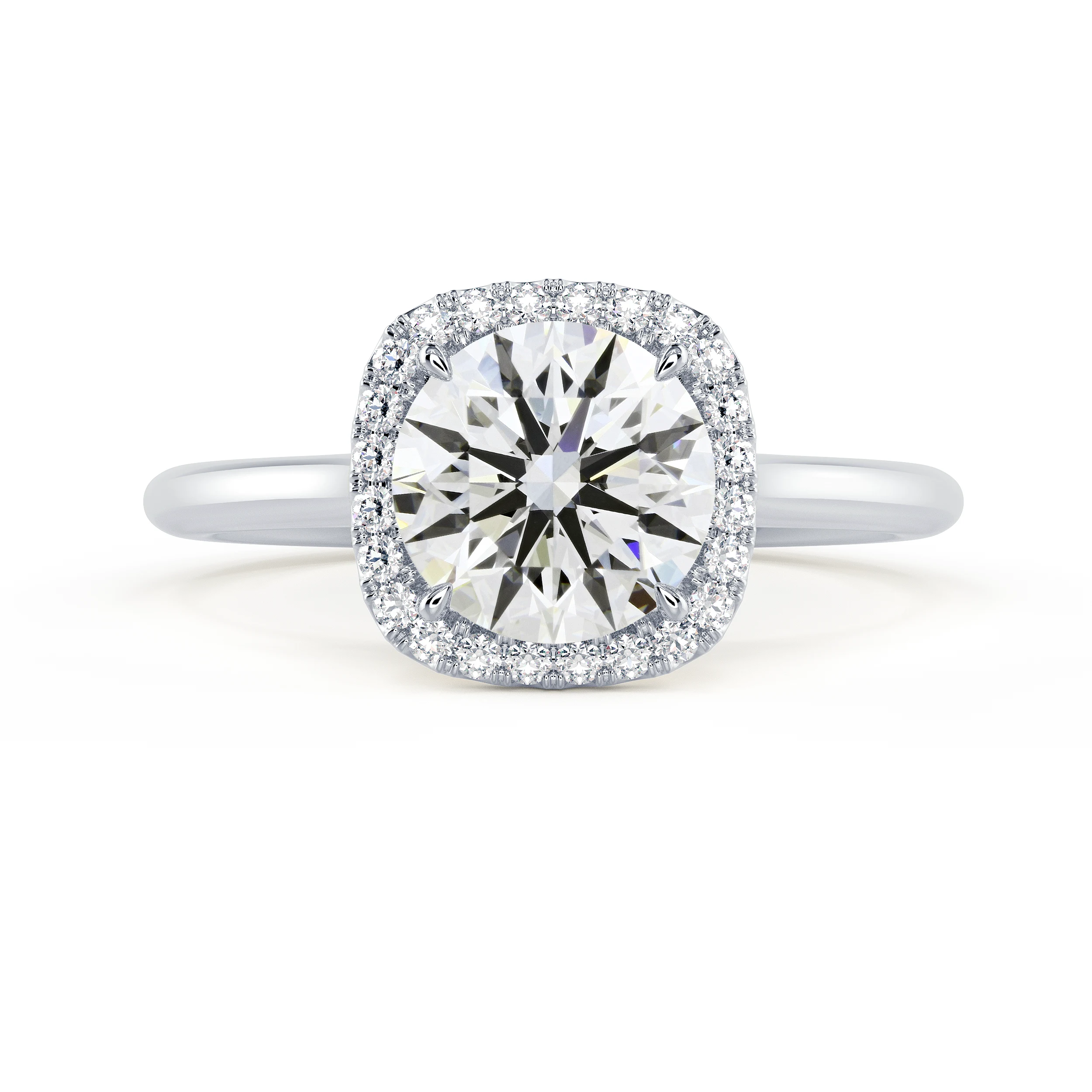 High Quality Diamonds set in White Gold Round Single Halo Setting (Main View)