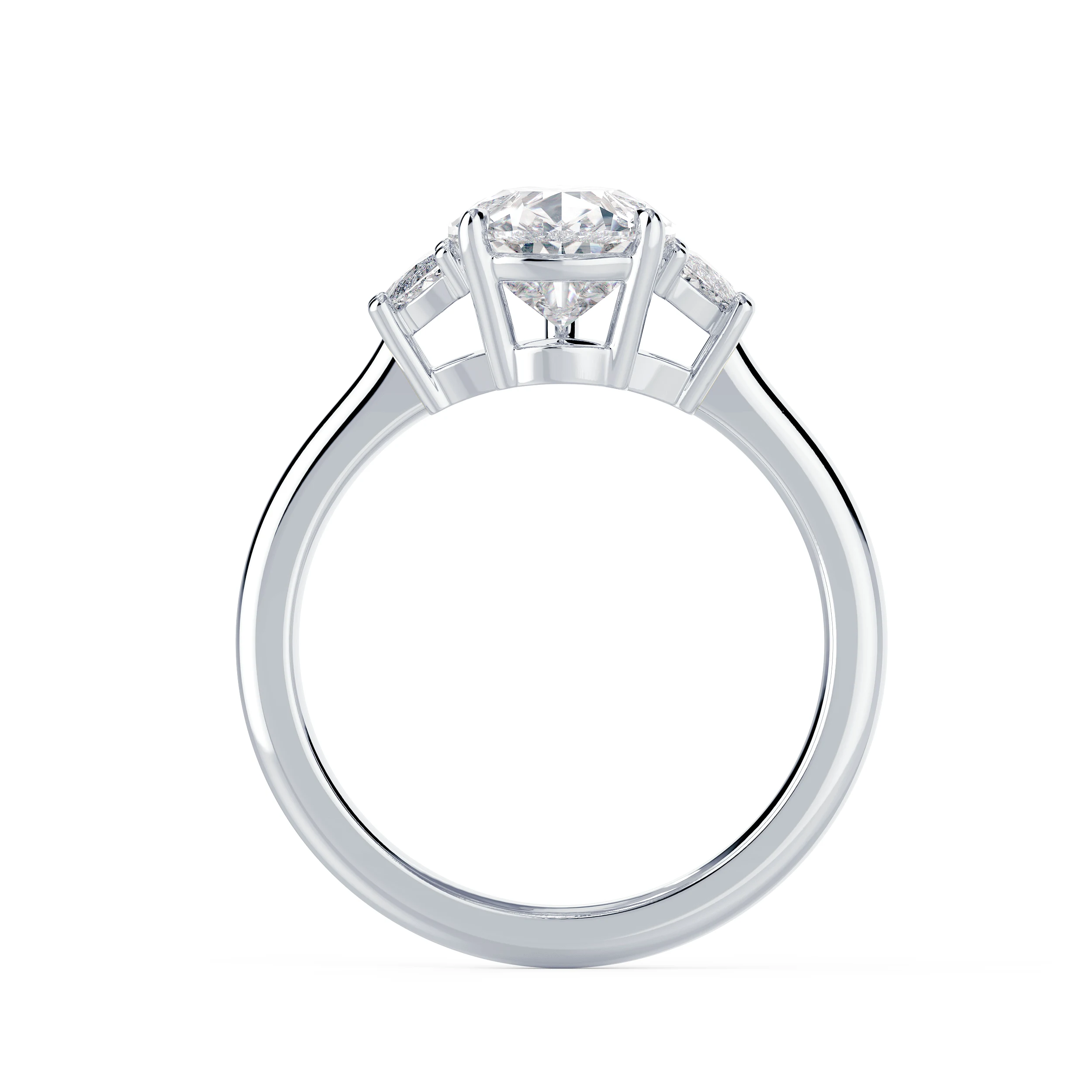 White Gold Pear and Half Moon Setting featuring Exceptional Quality Diamonds (Profile View)