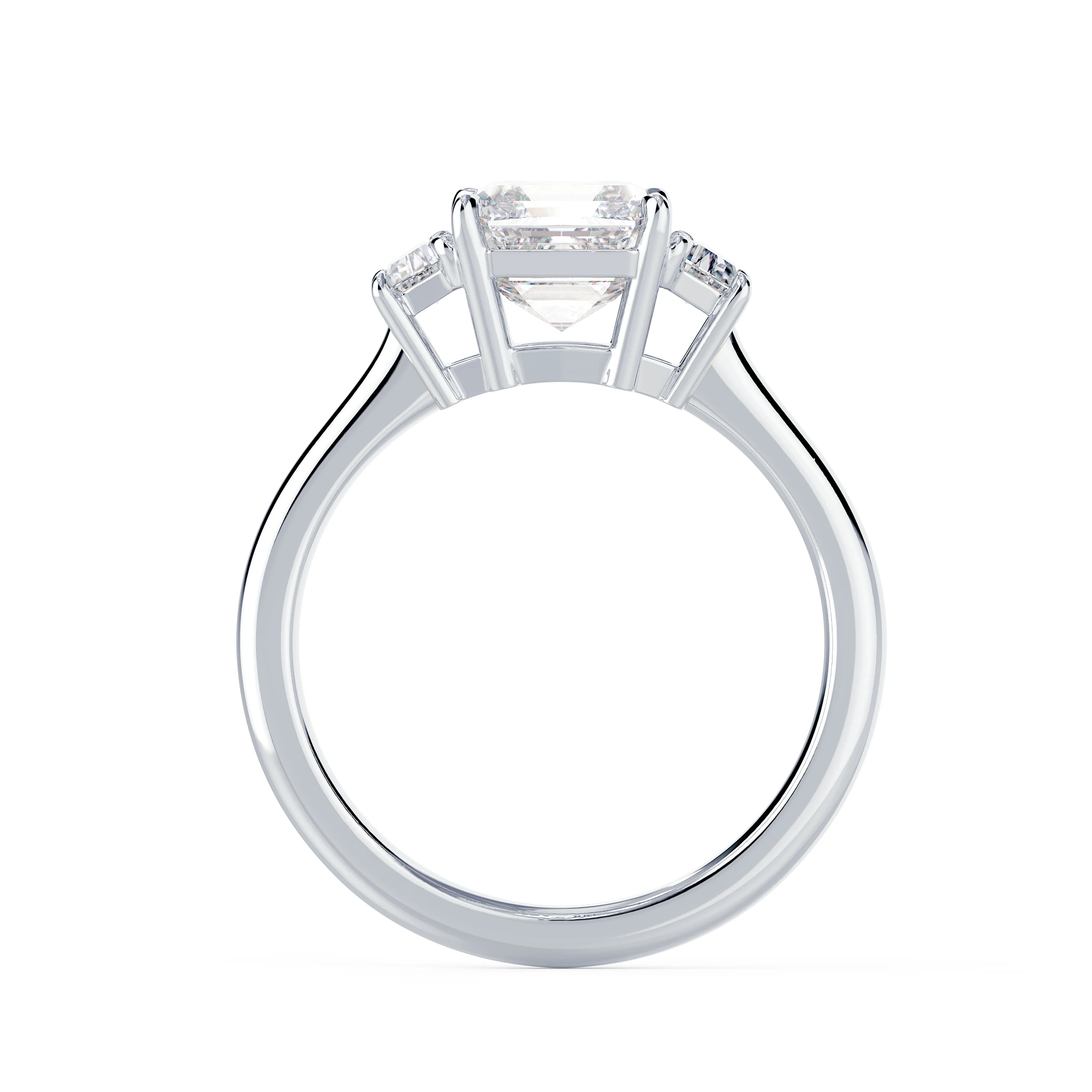 White Gold Asscher and Trapezoid Setting featuring Exceptional Quality Created Diamonds (Profile View)