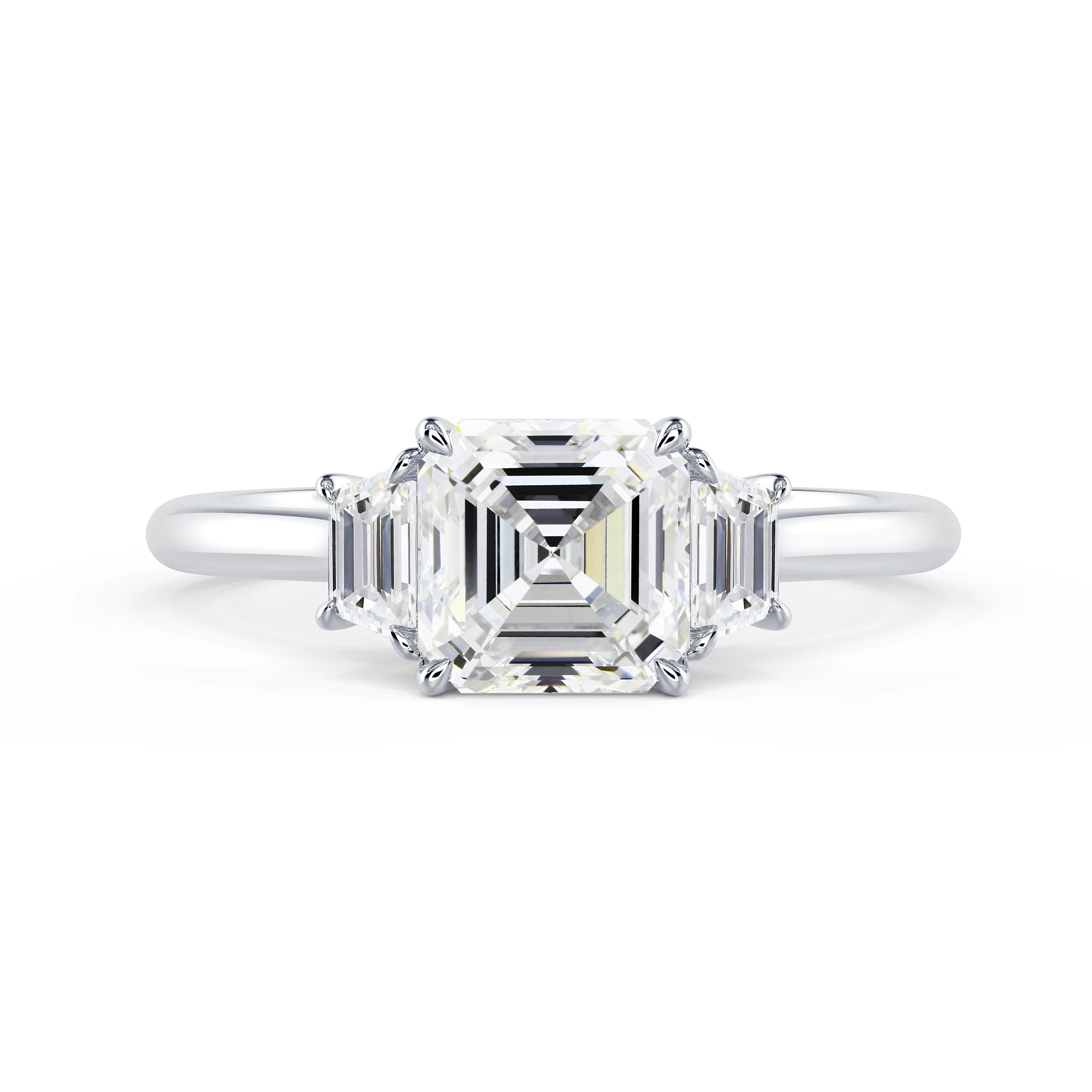 White Gold Asscher and Trapezoid Setting featuring Diamonds (Main View)