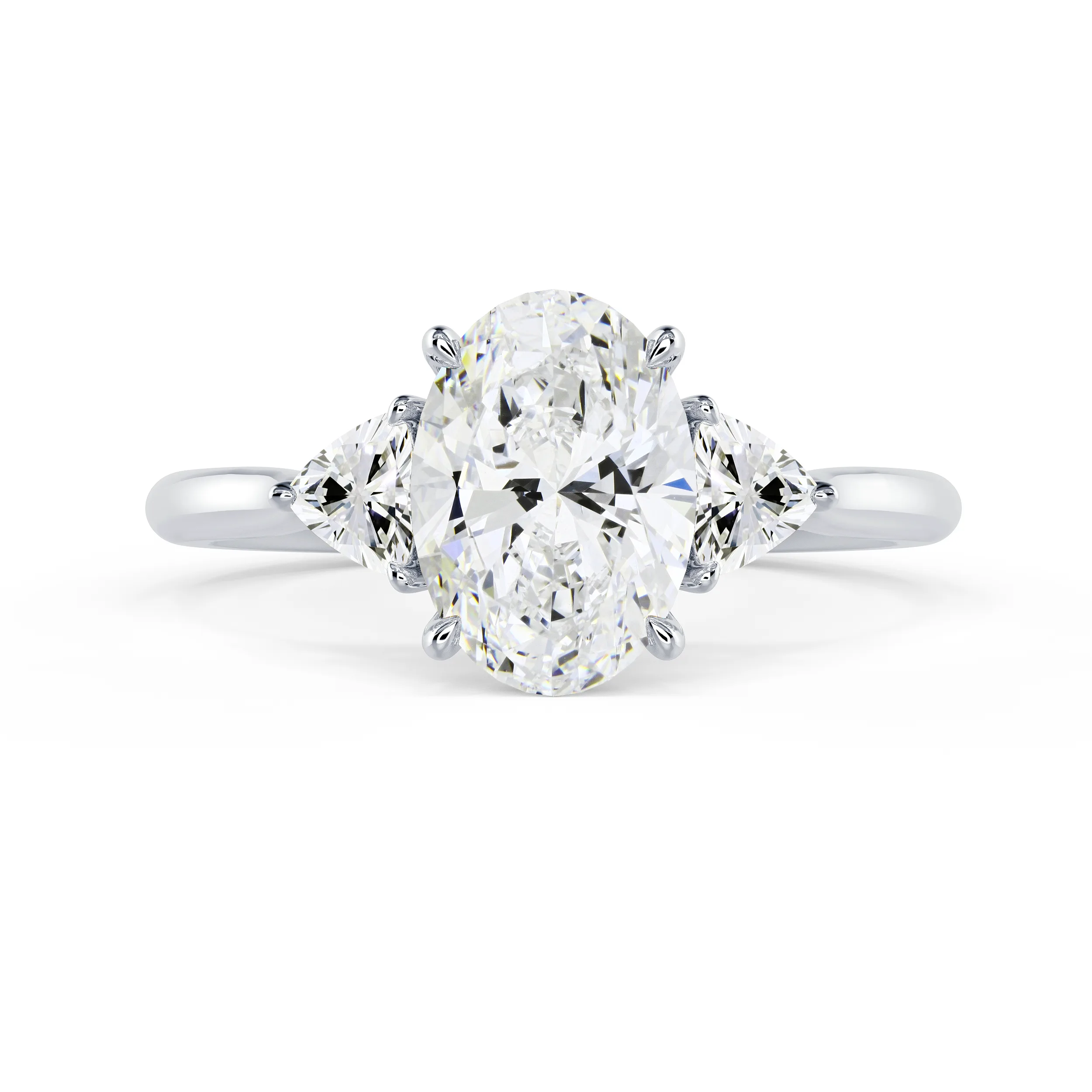 Diamonds Oval and Trillion Diamond Engagement Ring in White Gold (Main View)