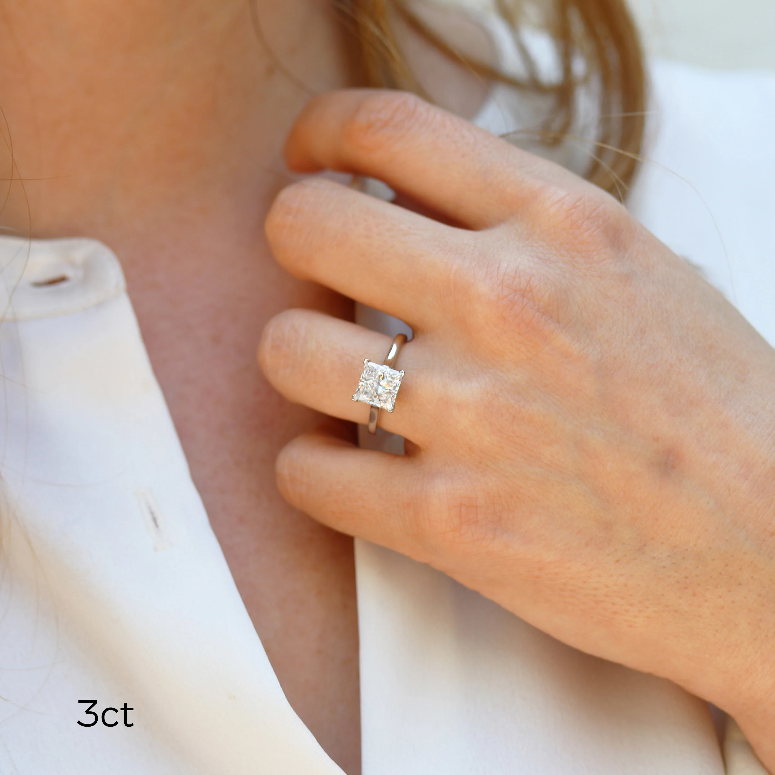 3.0 Carat Lab Diamonds Princess Trellis Solitaire Diamond Engagement Ring in Platinum (Main View)