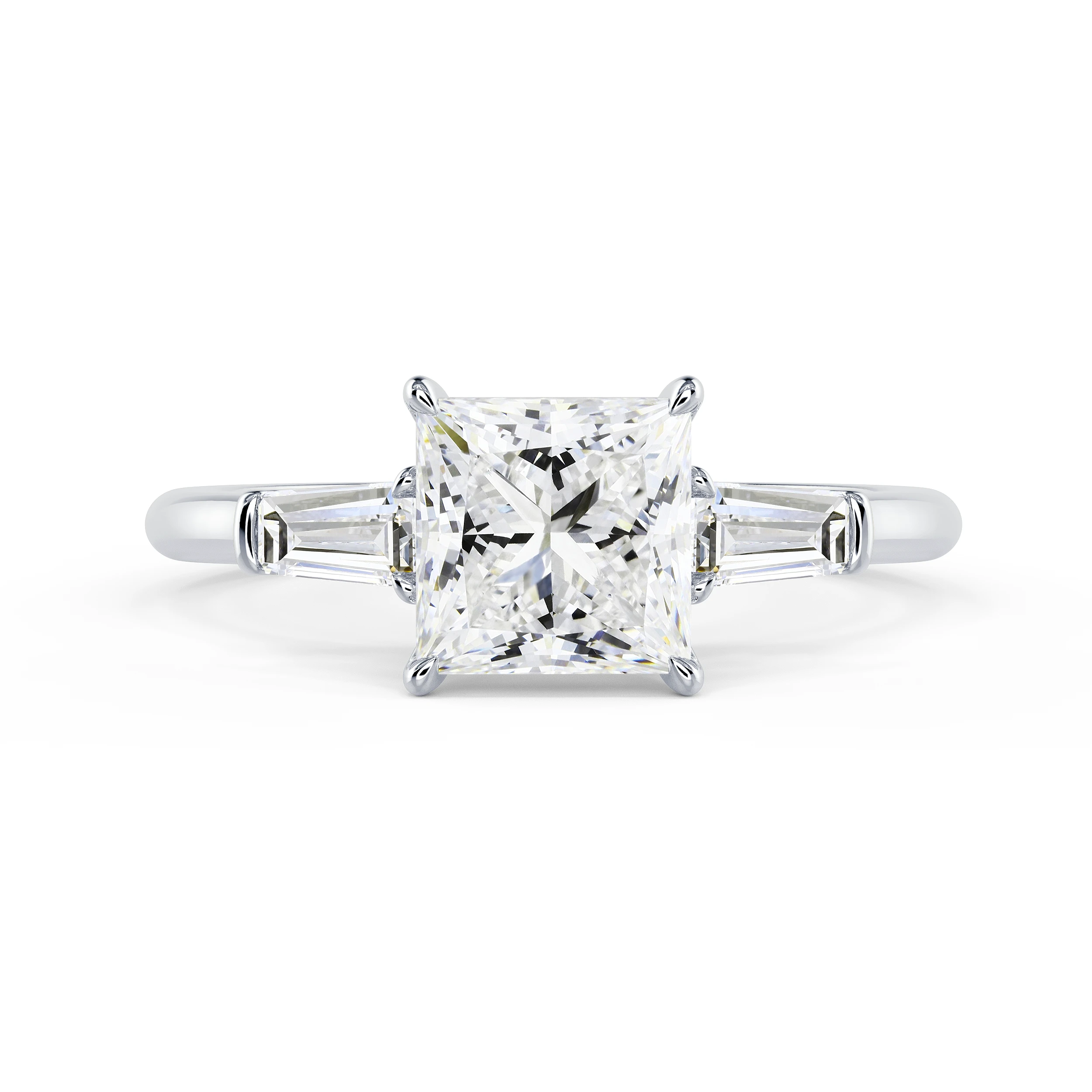 White Gold Princess and Baguette Setting featuring Hand Selected Lab Diamonds (Main View)