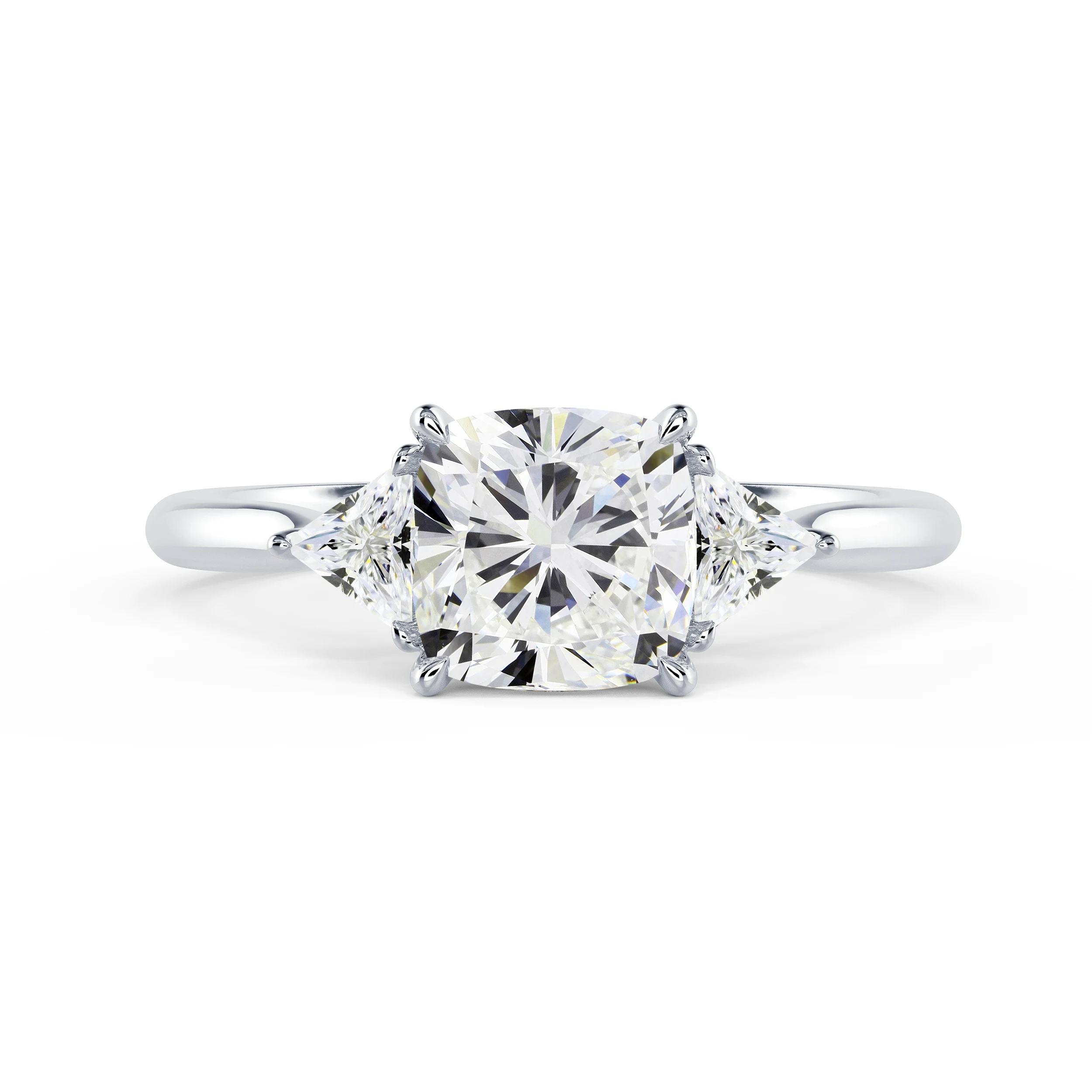 Lab Diamonds Cushion and Trillion Diamond Engagement Ring in White Gold (Main View)
