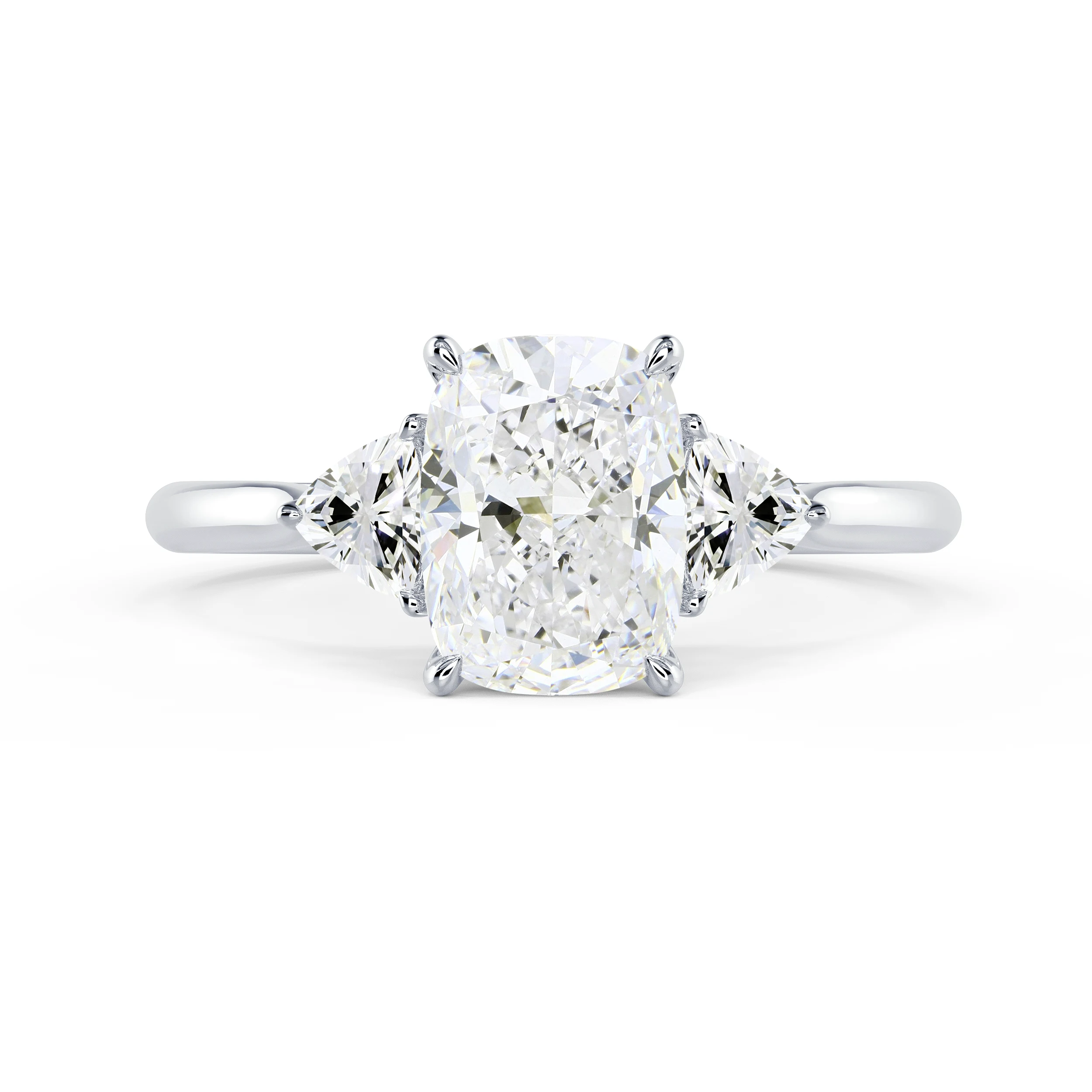 Lab Diamonds Cushion and Trillion Diamond Engagement Ring in White Gold (Main View)