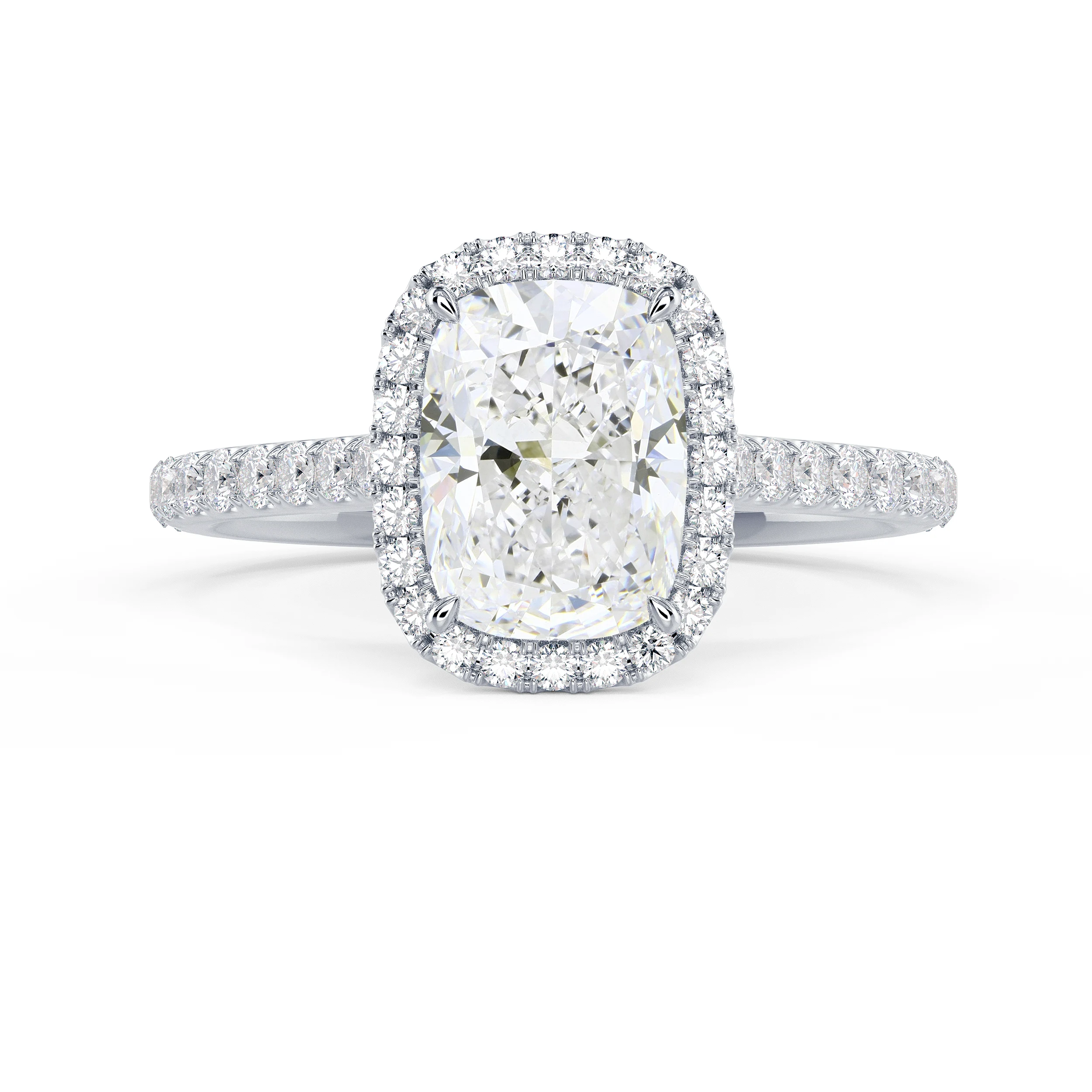 White Gold Cushion Halo Pavé Setting featuring Exceptional Quality Diamonds (Main View)