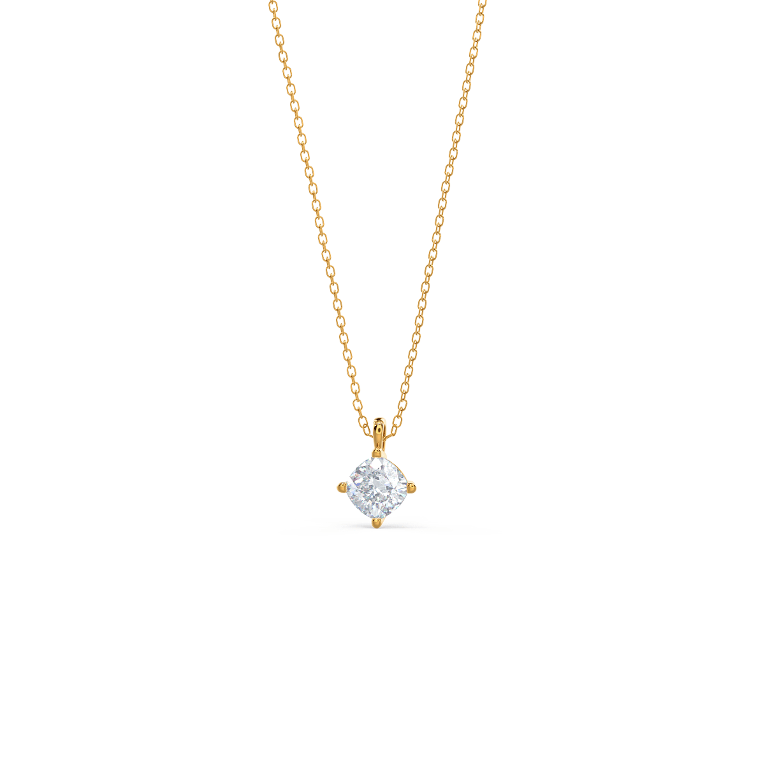 14k Yellow Gold Classic Cushion Pendant featuring Hand Selected 1.0 ct Lab Diamonds