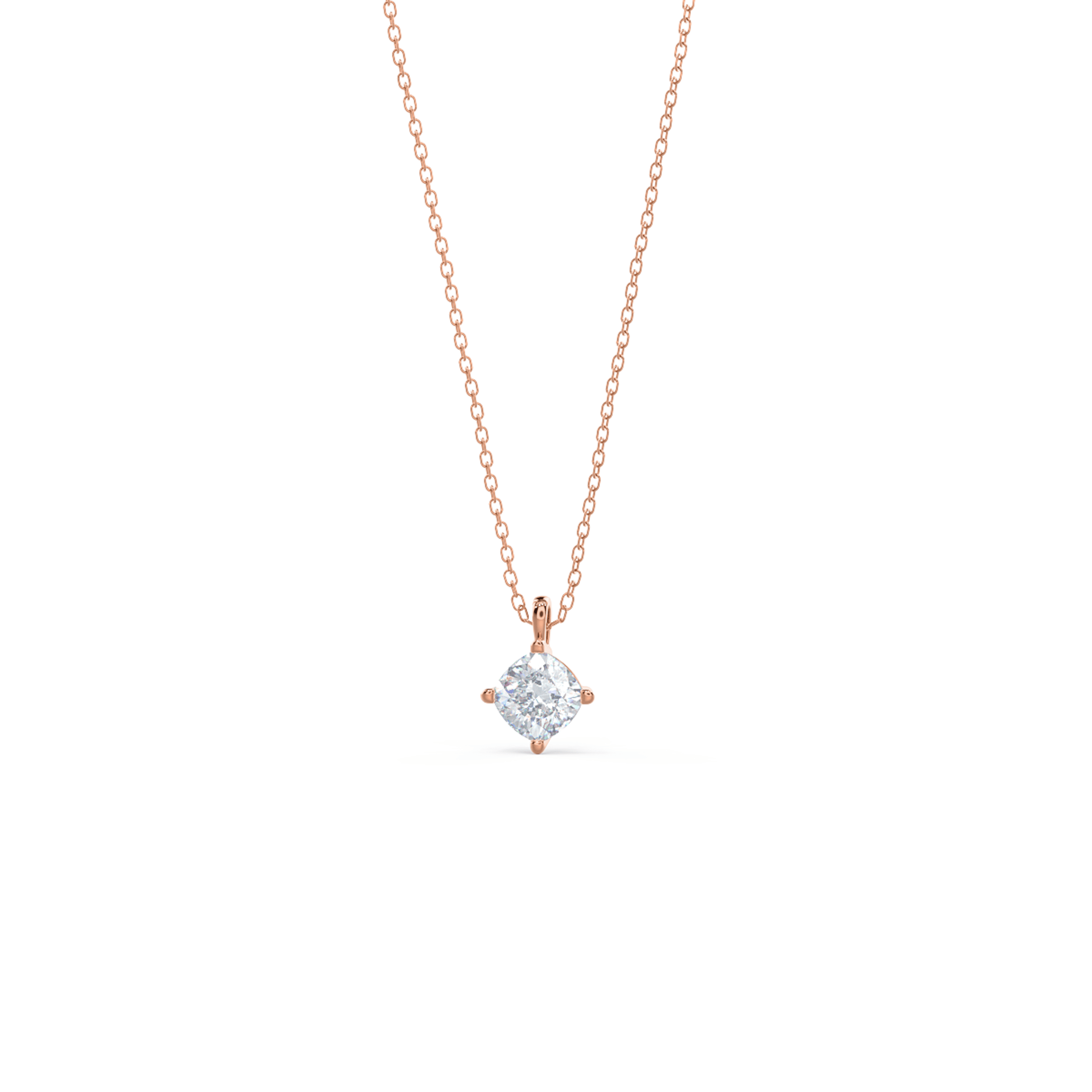 1.0 Carat Synthetic Diamonds set in 14 Karat Rose Gold 1ctw Cushion Cut Diamond Pendant in 14k Rose Gold