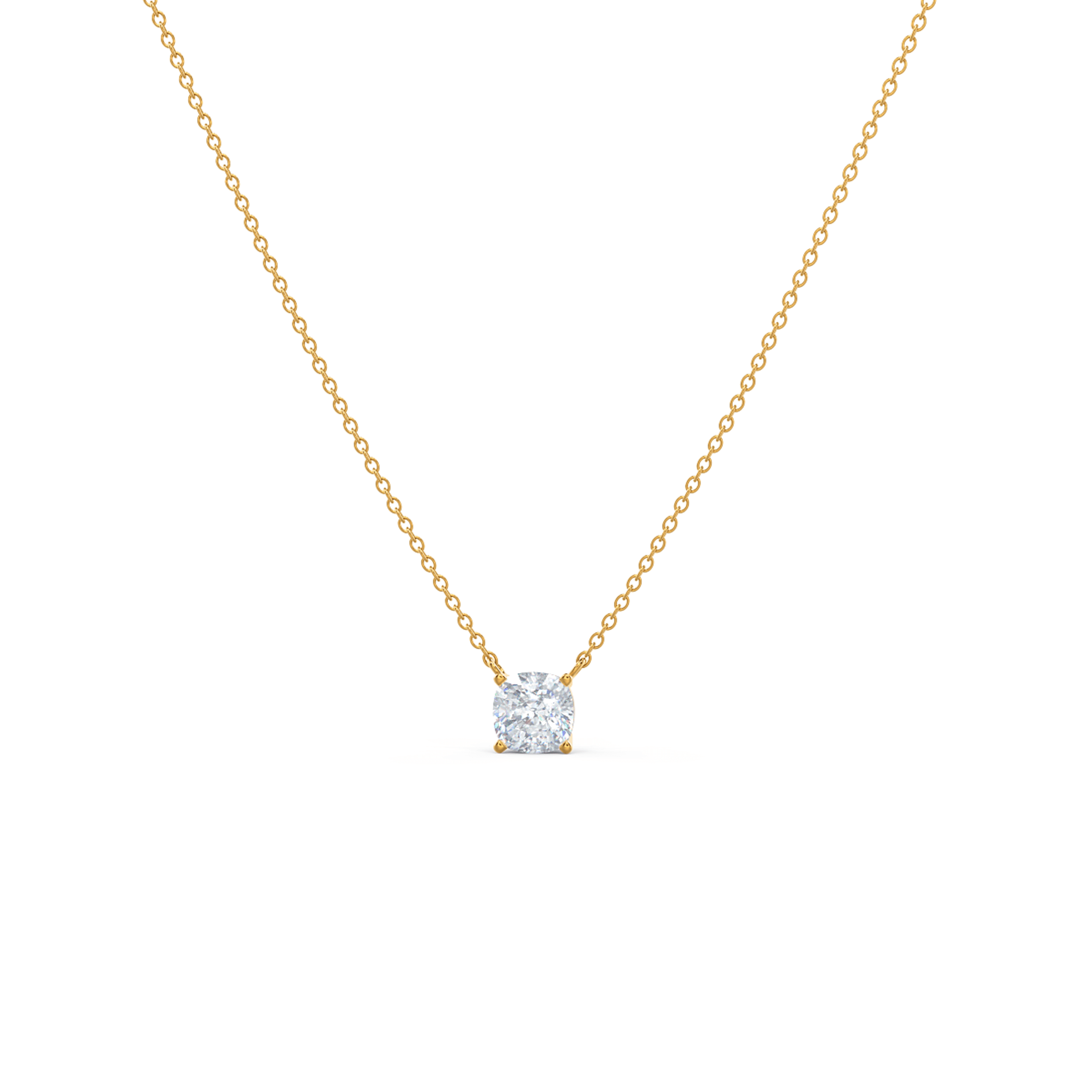 1.0 ct Synthetic Diamonds set in 14k Yellow Gold Floating Cushion Pendant