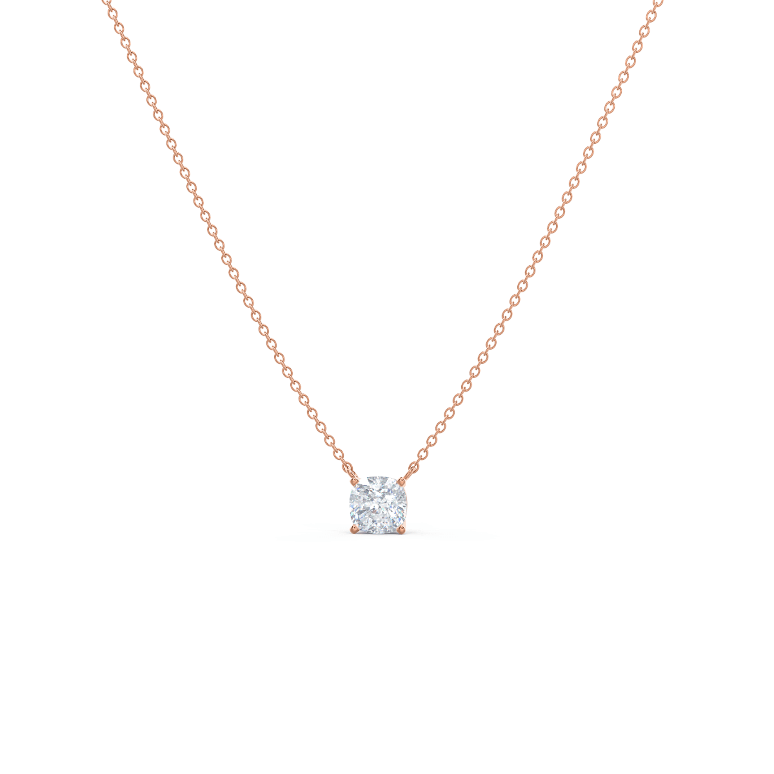 14k Rose Gold Floating Cushion Pendant featuring High Quality 1.0 ctw Diamonds