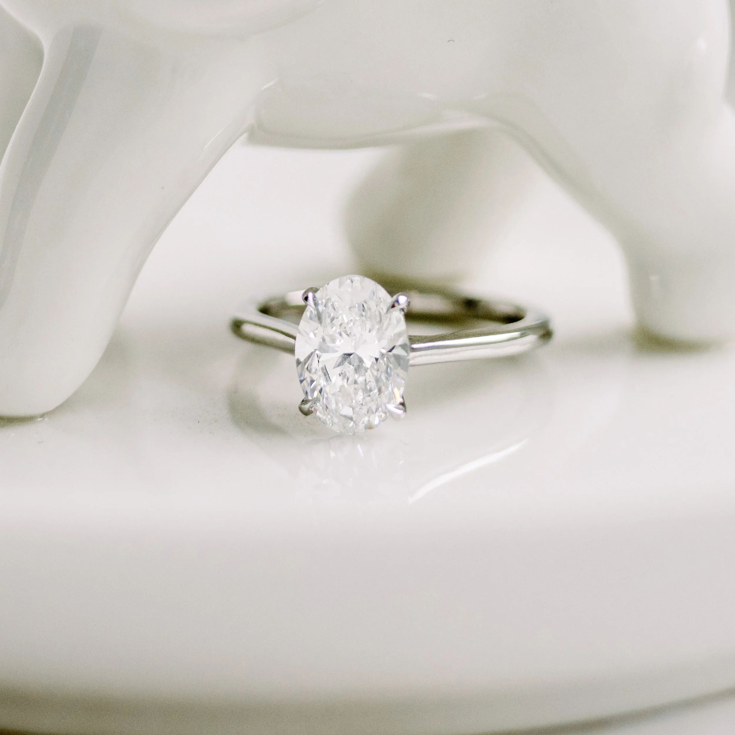 Platinum Oval Trellis Solitaire Diamond Engagement Ring featuring 1.75 ct Lab Diamonds (Main View)