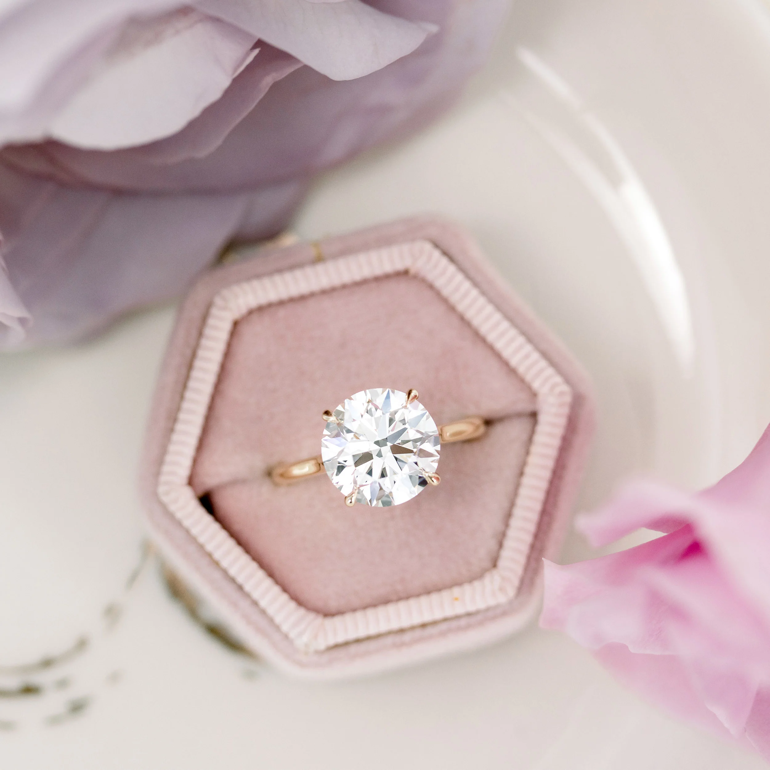 3.5 Carat Man Made Diamonds Round Trellis Solitaire Diamond Engagement Ring in Yellow Gold ()