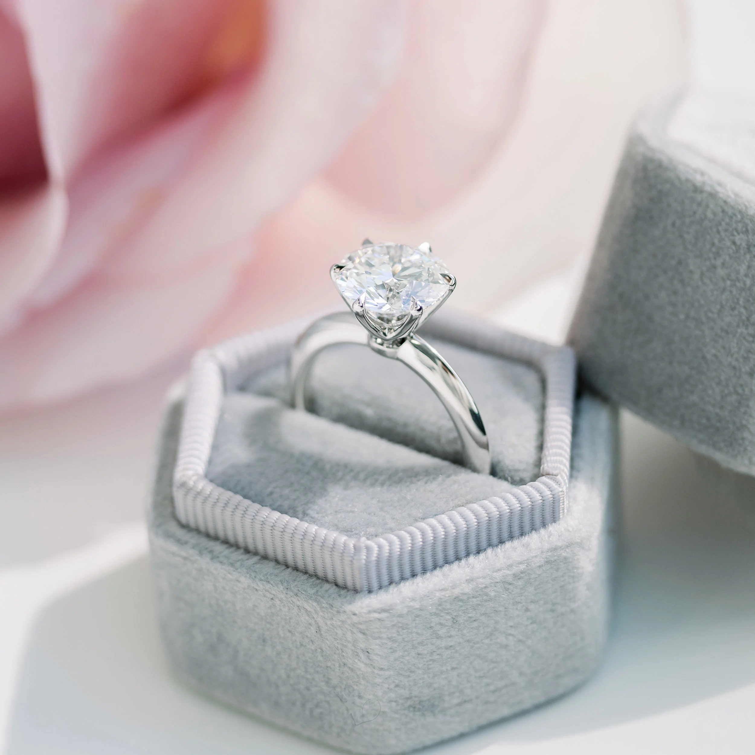 3.0 Carat Diamonds set in Platinum Round Classic Six Prong Solitaire Diamond Engagement Ring (Profile View)