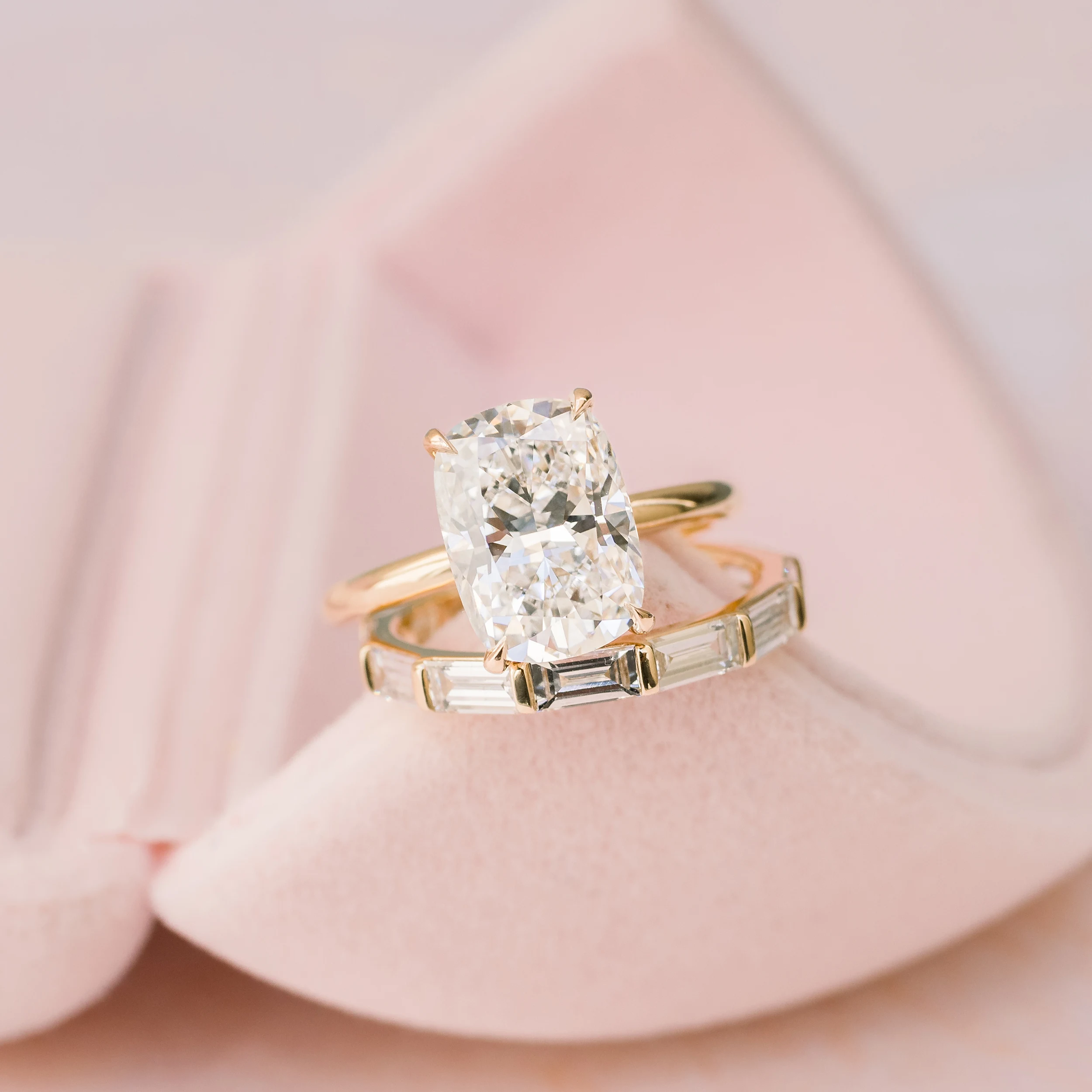 Cushion Petite Four Prong Solitaire featuring Diamonds