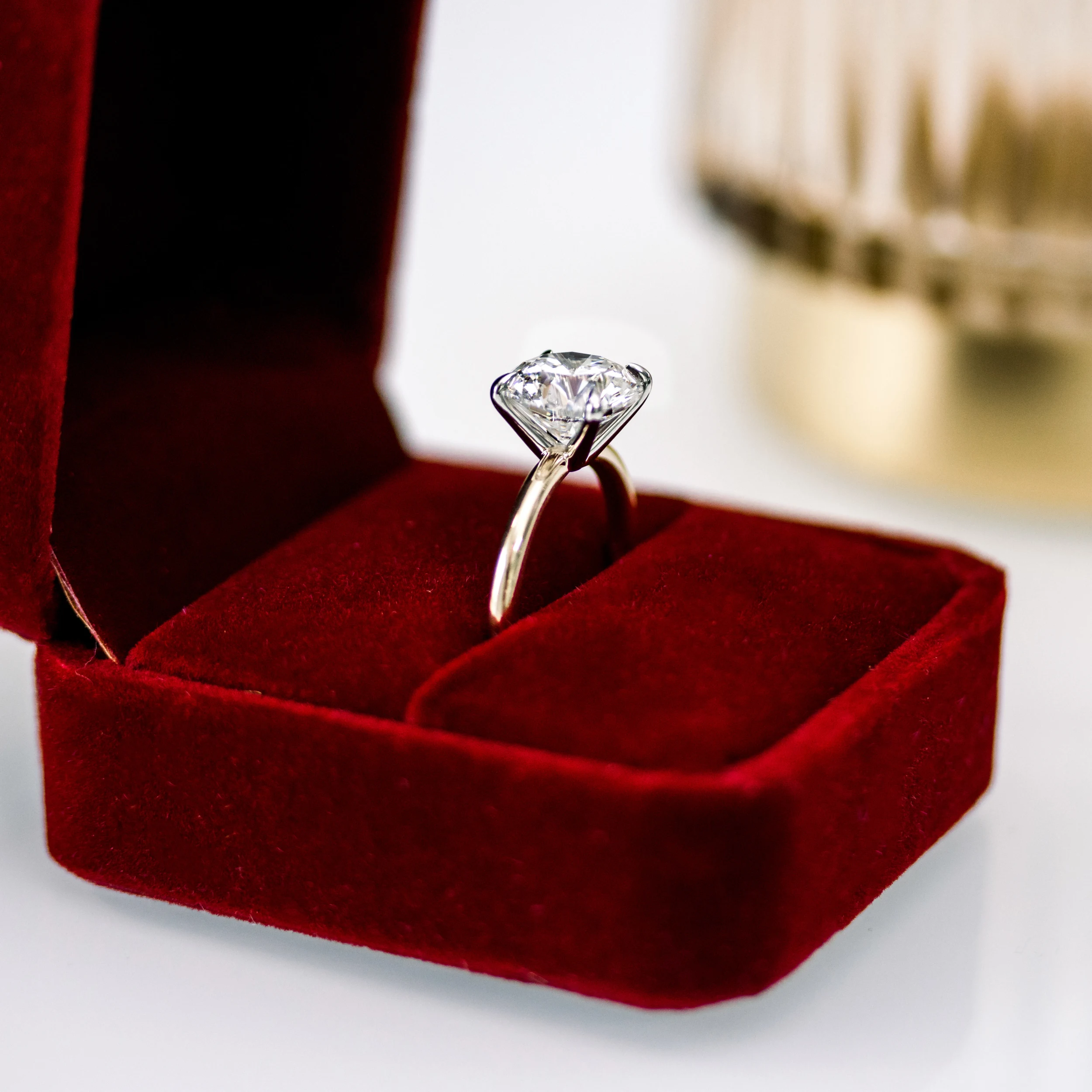 3.5 Carat Diamonds set in Platinum & Yellow Gold Round Classic Four Prong Solitaire (Side View)